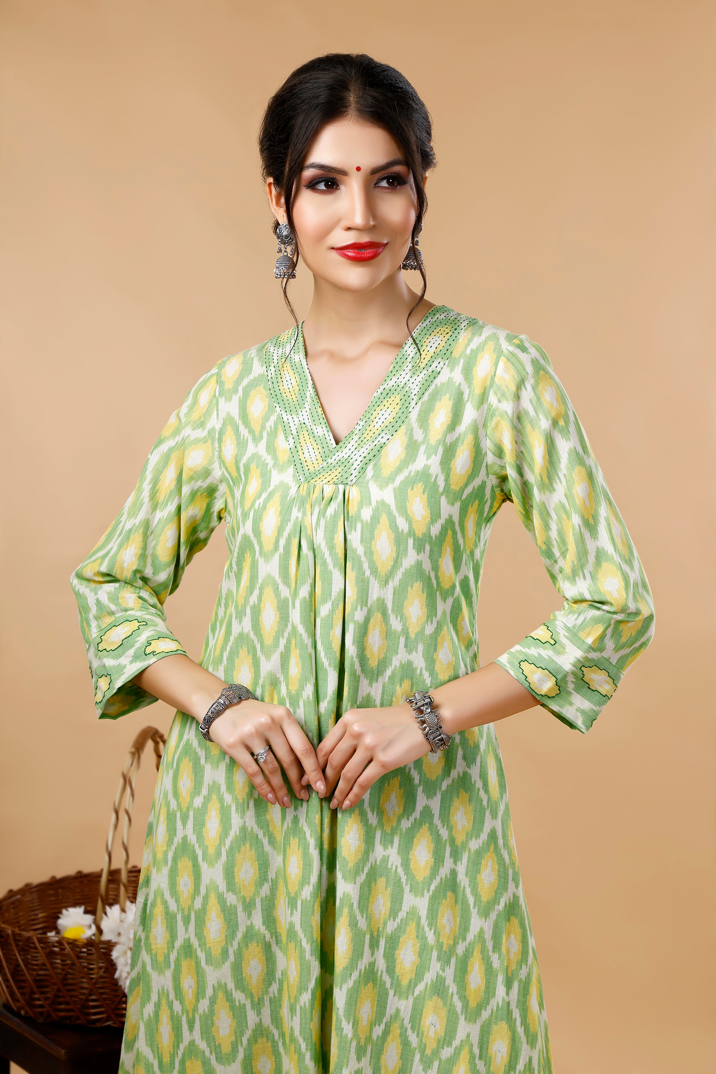 Ikat hand embroidered Coord Set