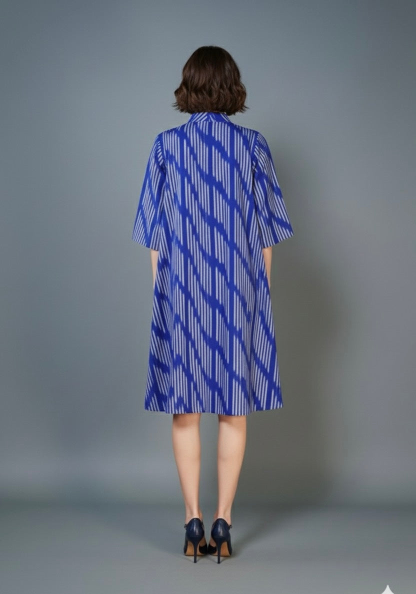 Blue Ikat Jacket Dress