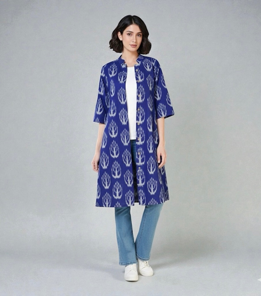 Indigo Ikat Jacket Dress