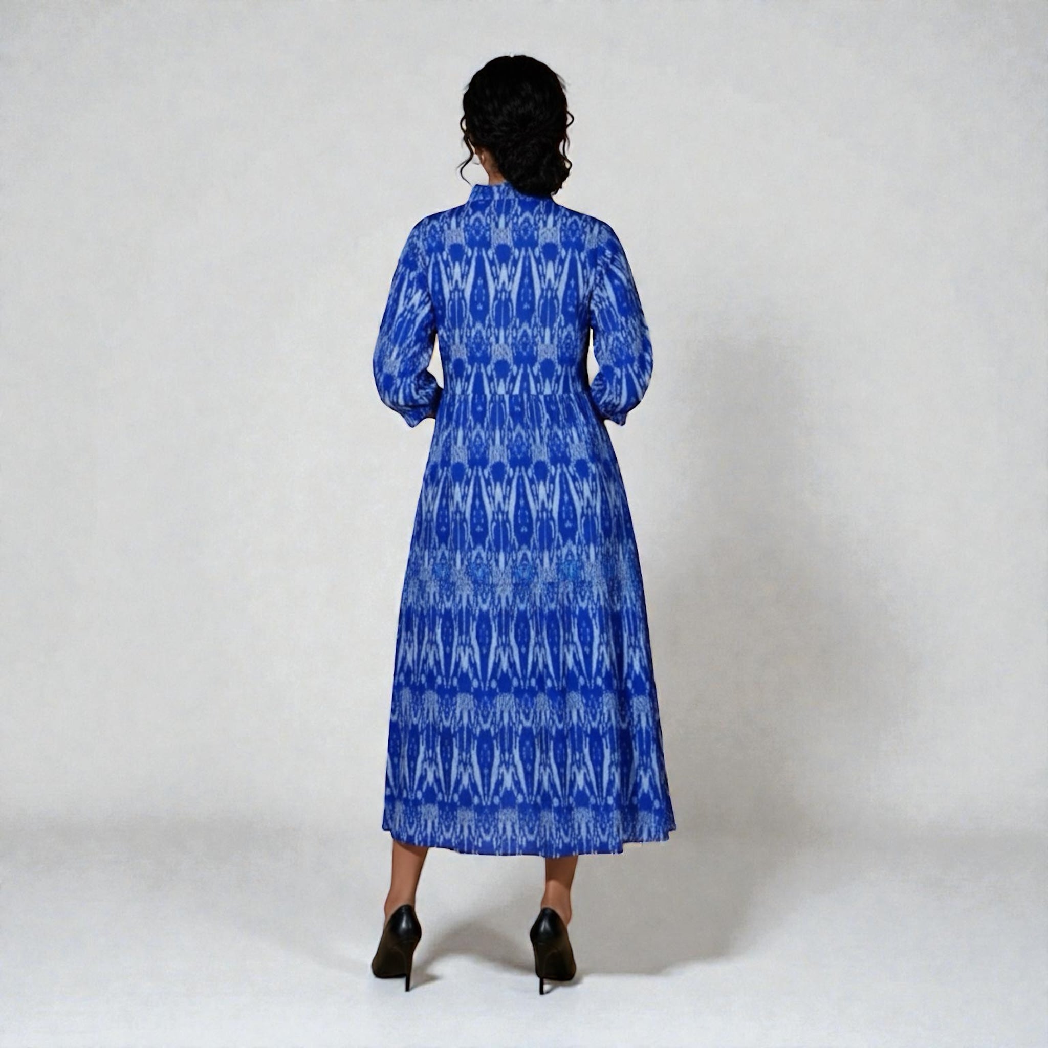 Blue Ikkat Jacket Dress