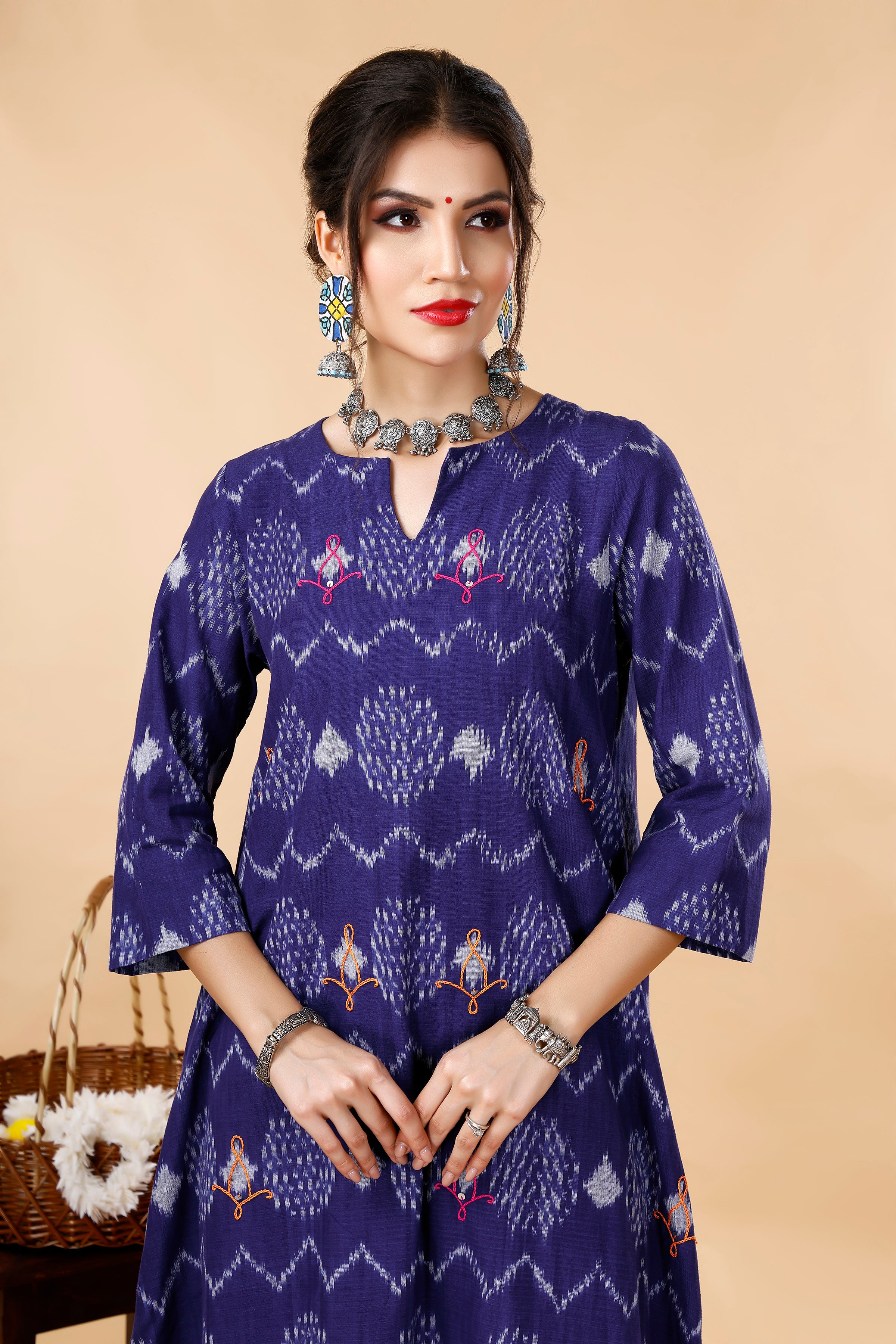 Blue Asymmetric Ikat Coord Set