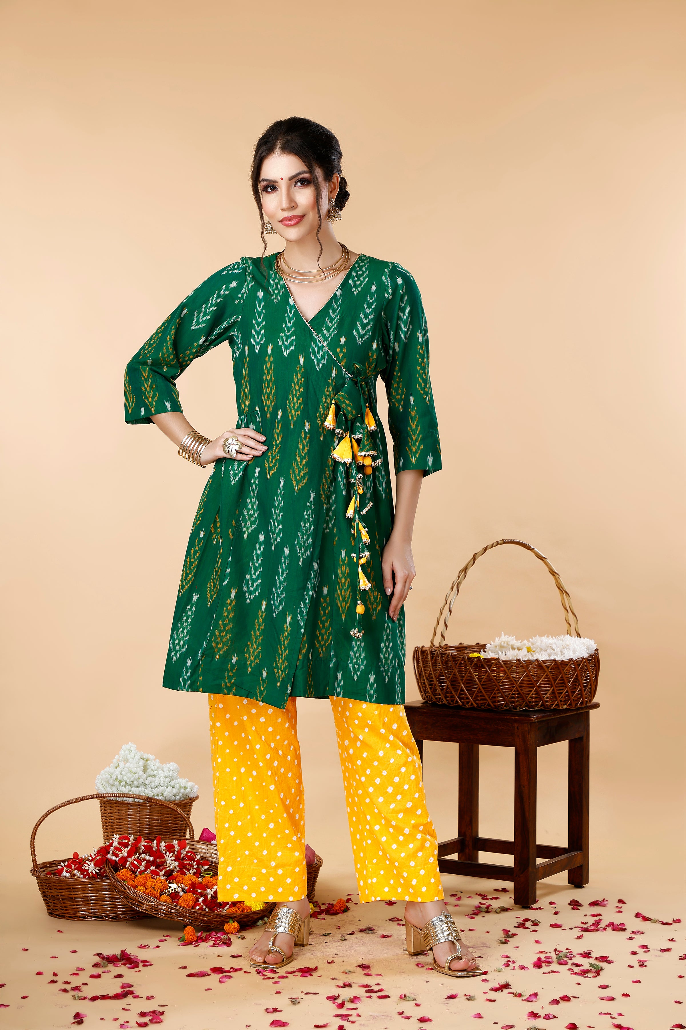 Green Ikat Coord Set