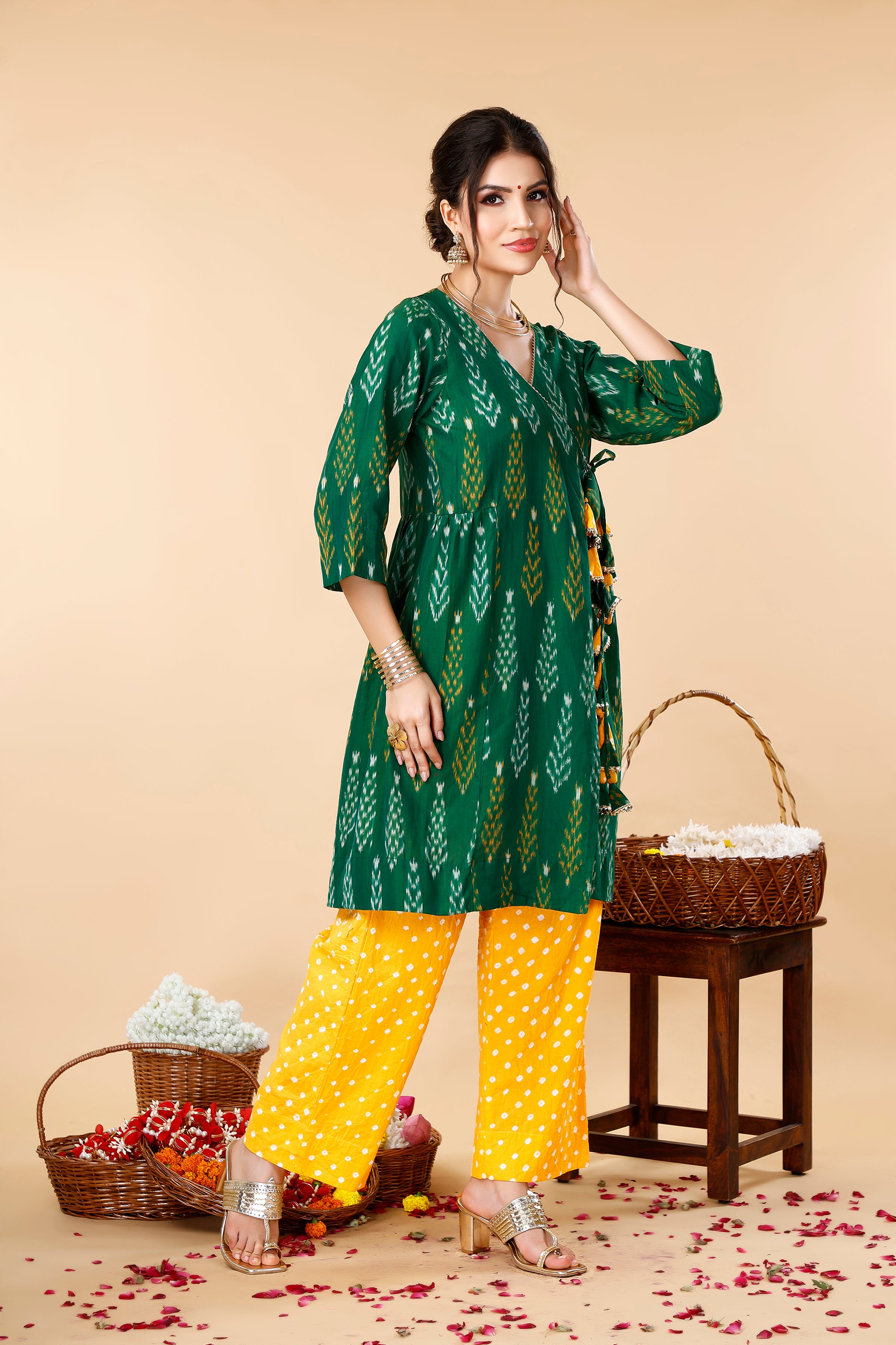 Green Ikat Coord Set