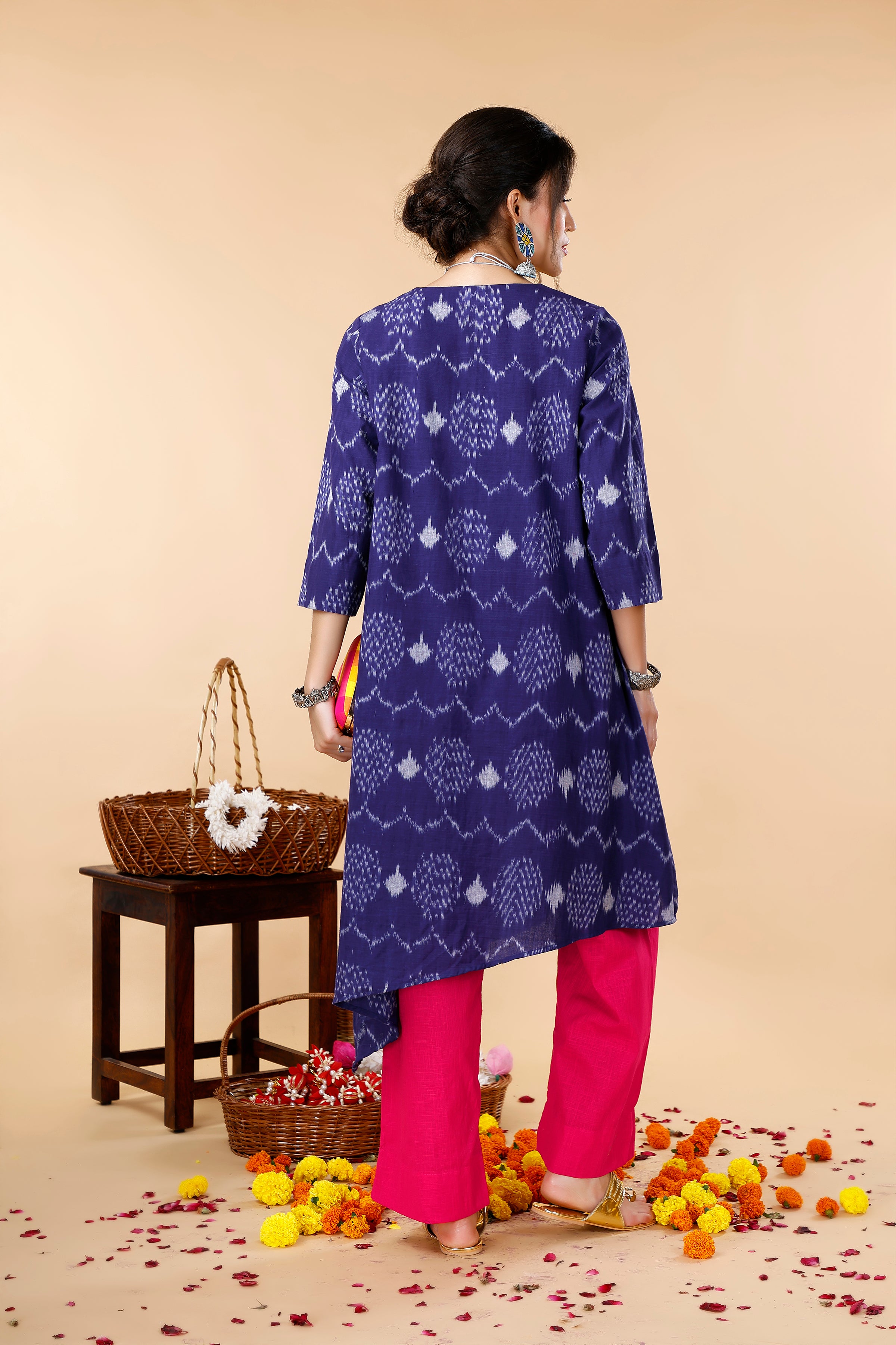 Blue Asymmetric Ikat Coord Set