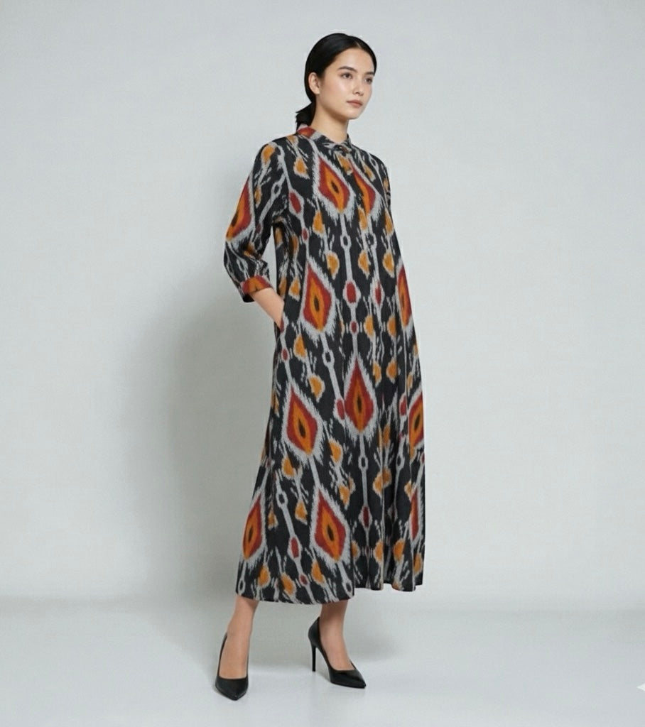 Uzbek Ikkat Jacket Dress