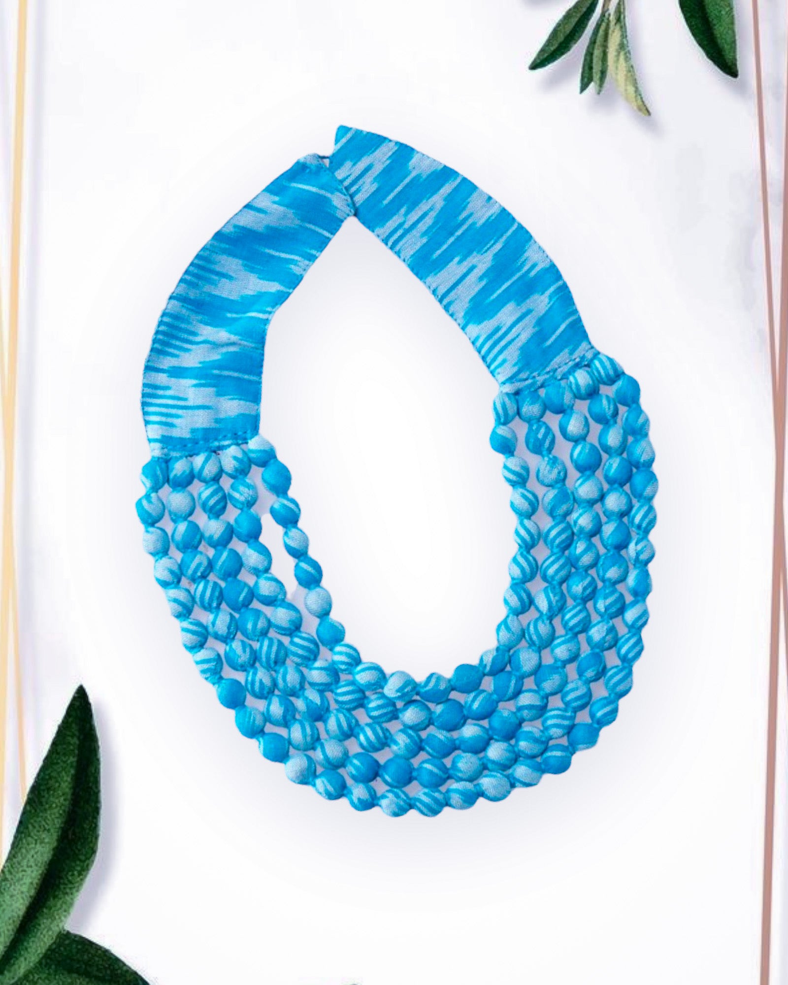 Ikat Fabric Beads Necklace