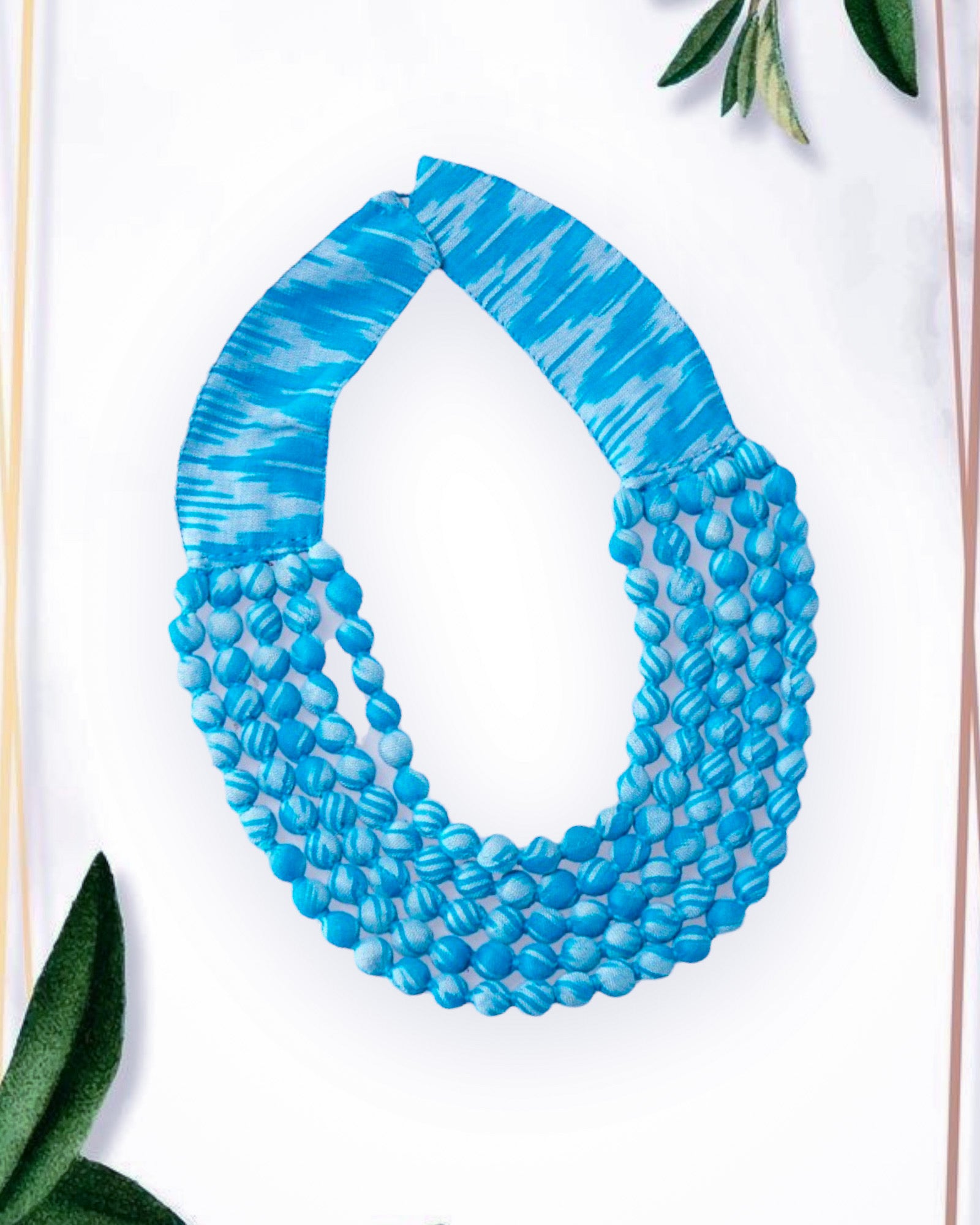 Ikat Fabric Beads Necklace