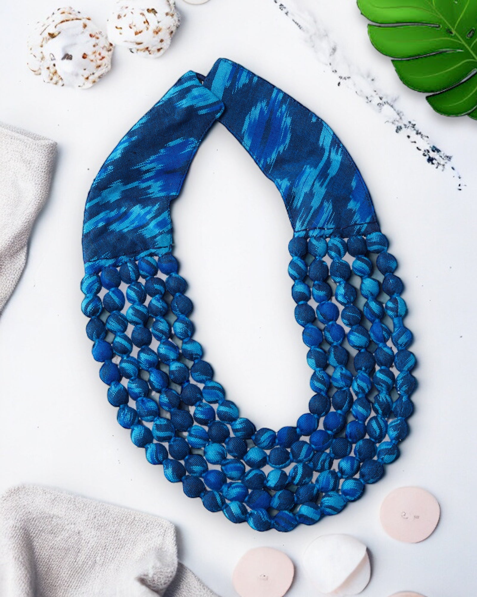 Ikat fabric beads Necklace