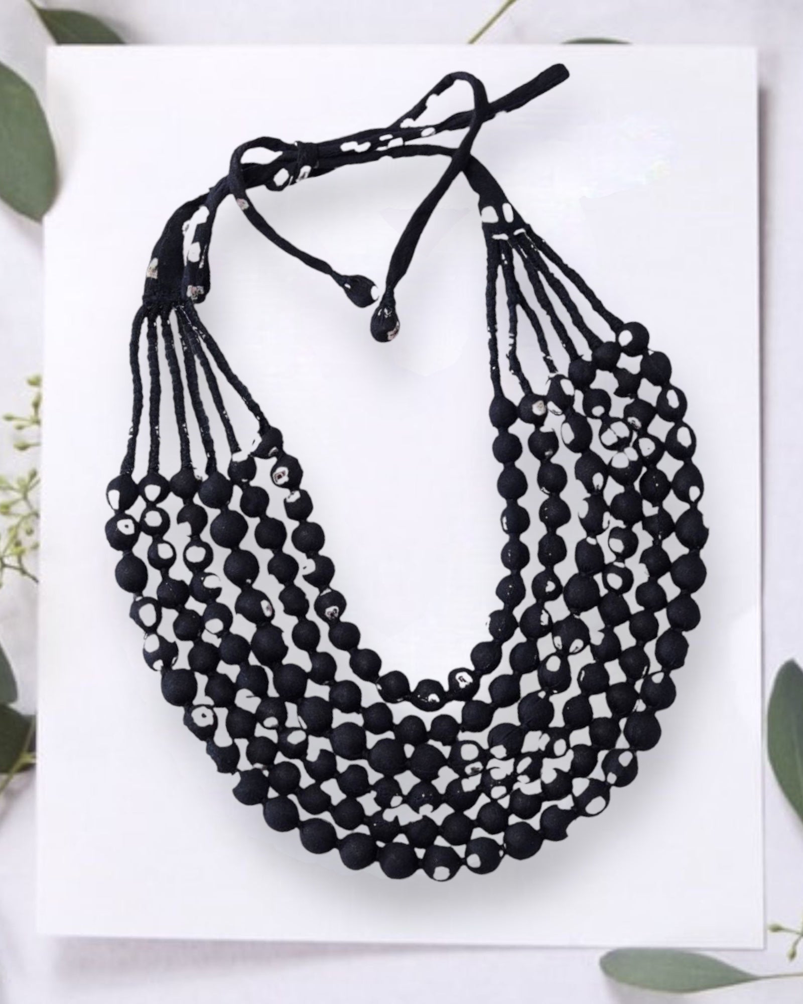 Bandhej fabric beads Necklace