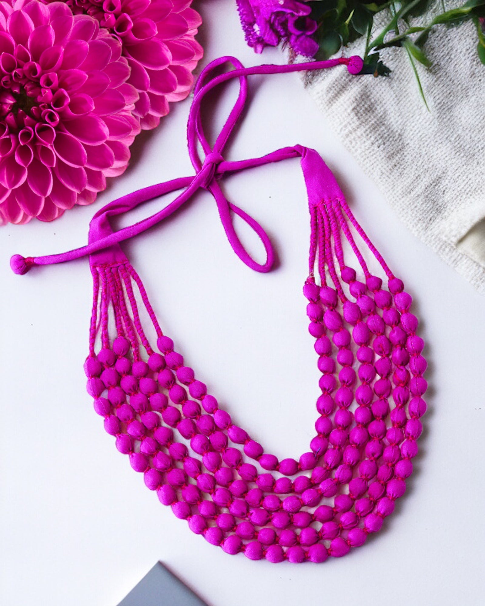 Fabric beads necklace