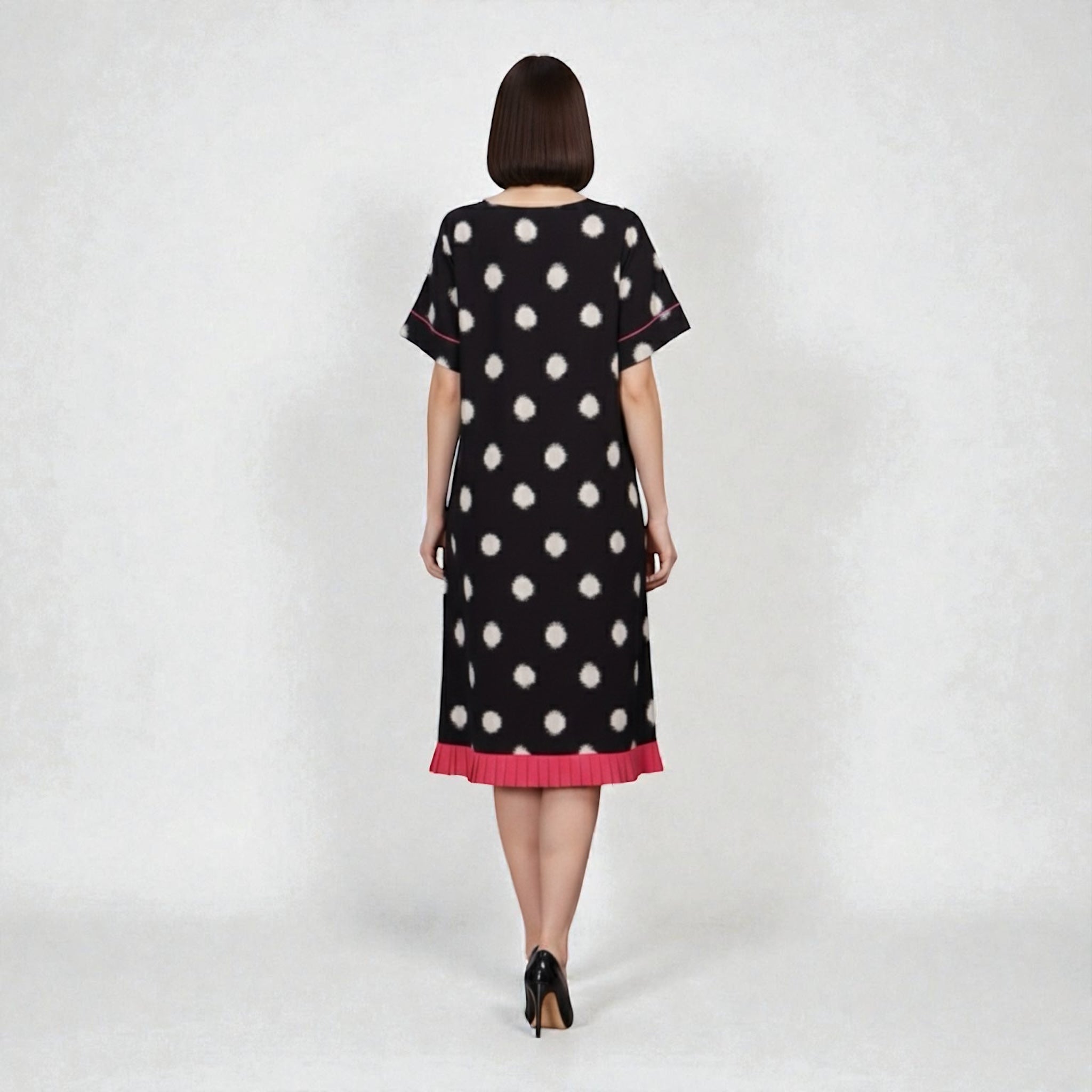Polka dot Ikat shift dress