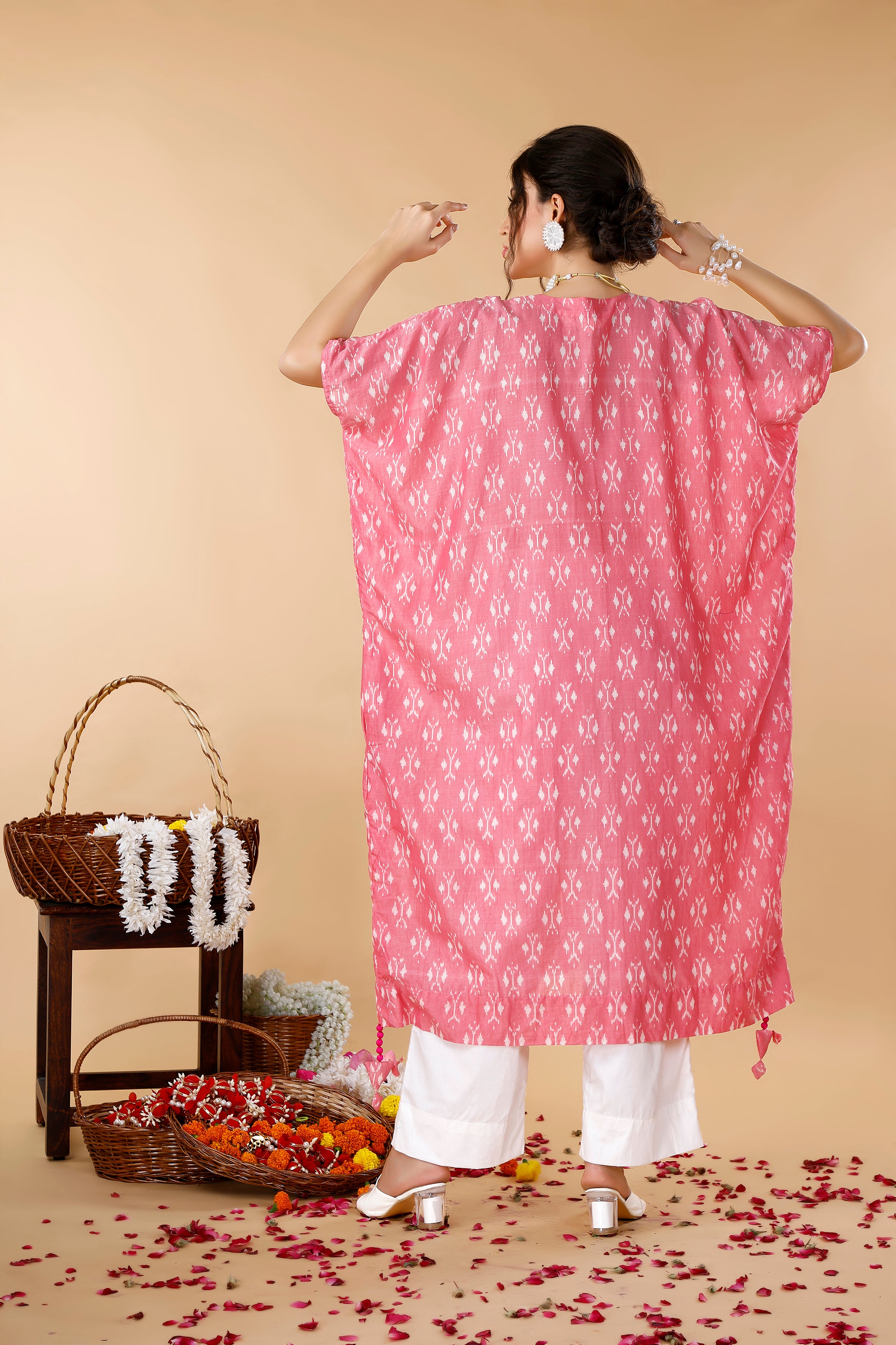 Pink Kaftan Ikat Coord Set