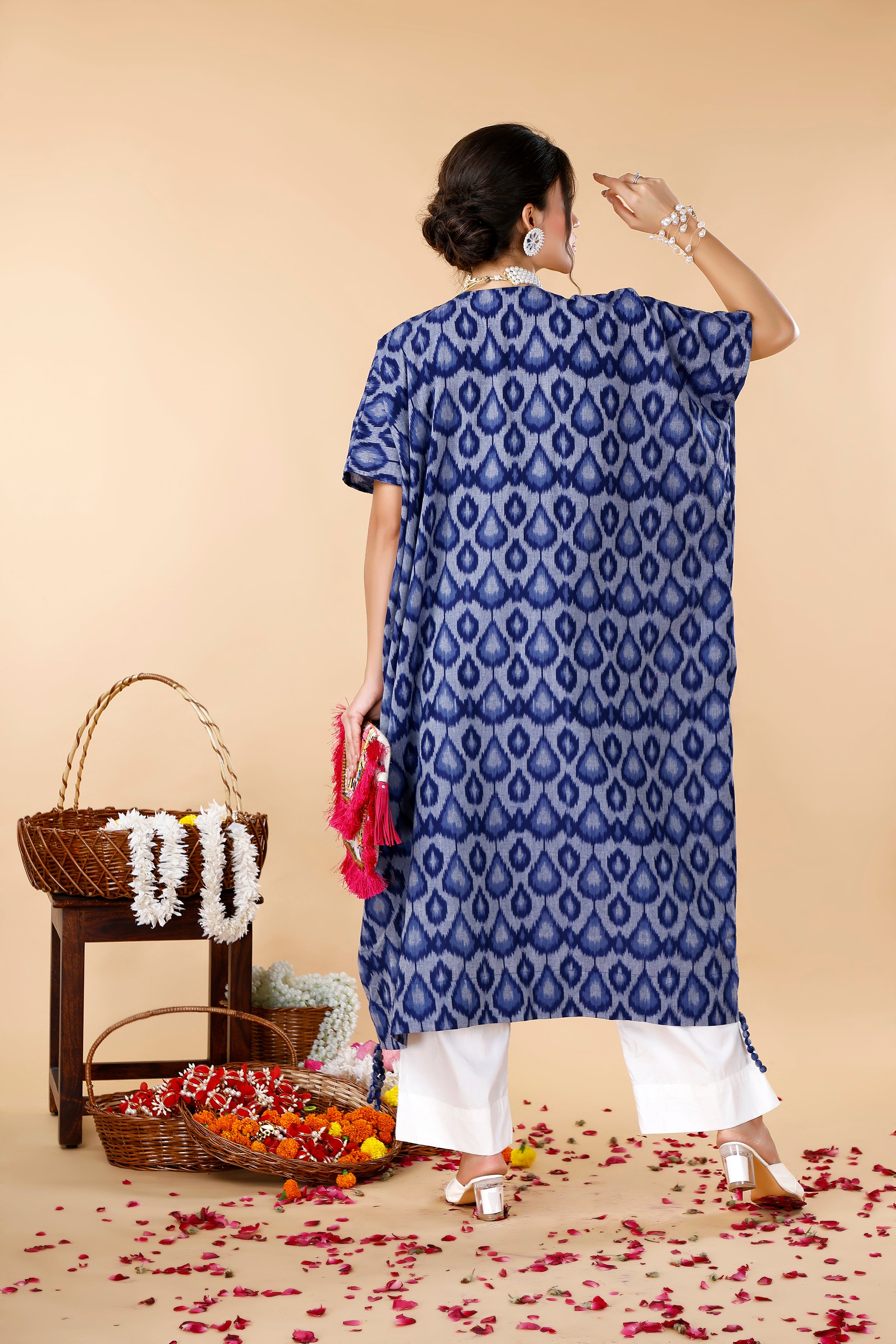 Blue Kaftan Ikat Coord Set