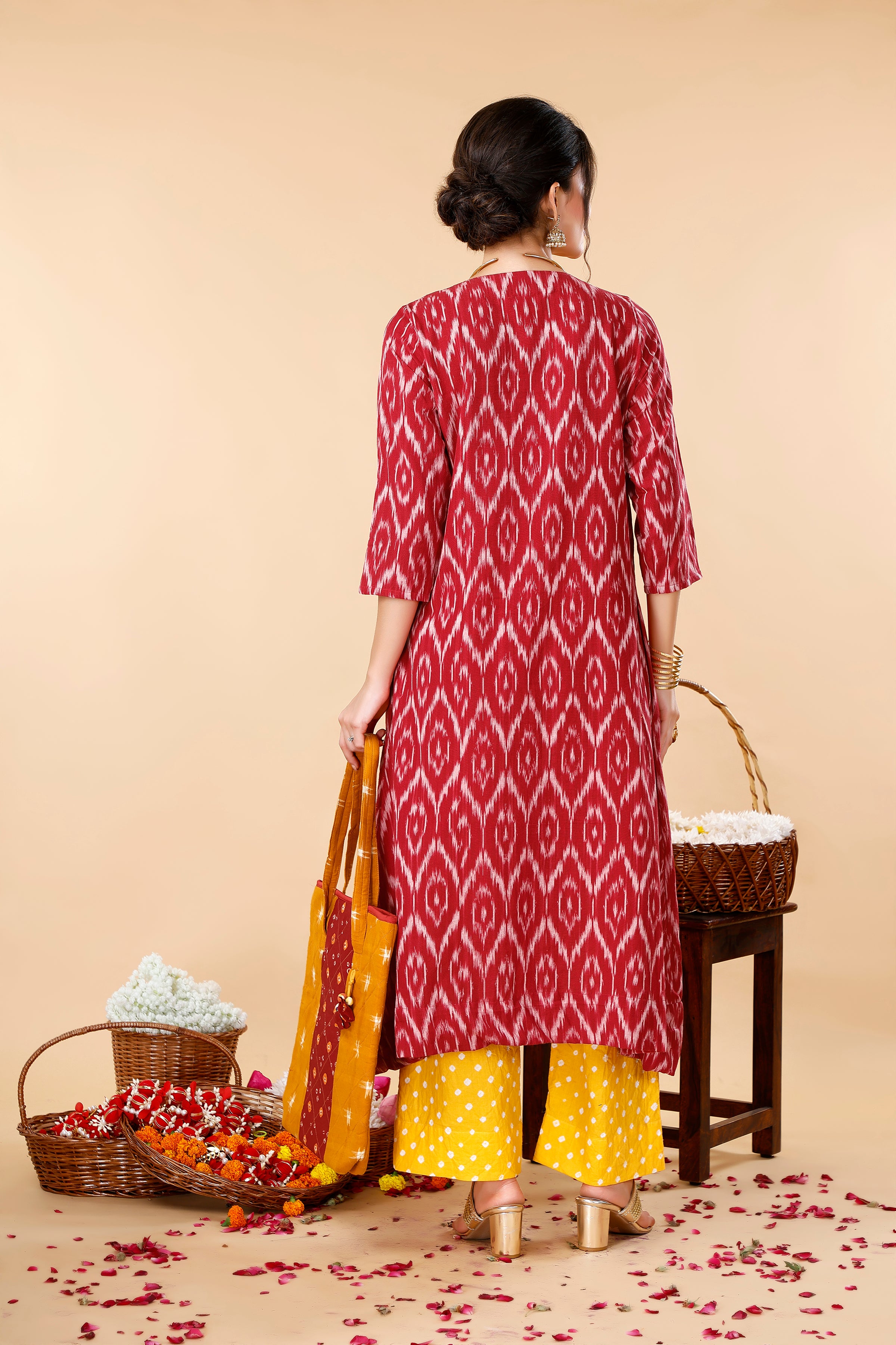 Red Ikat Coord Set