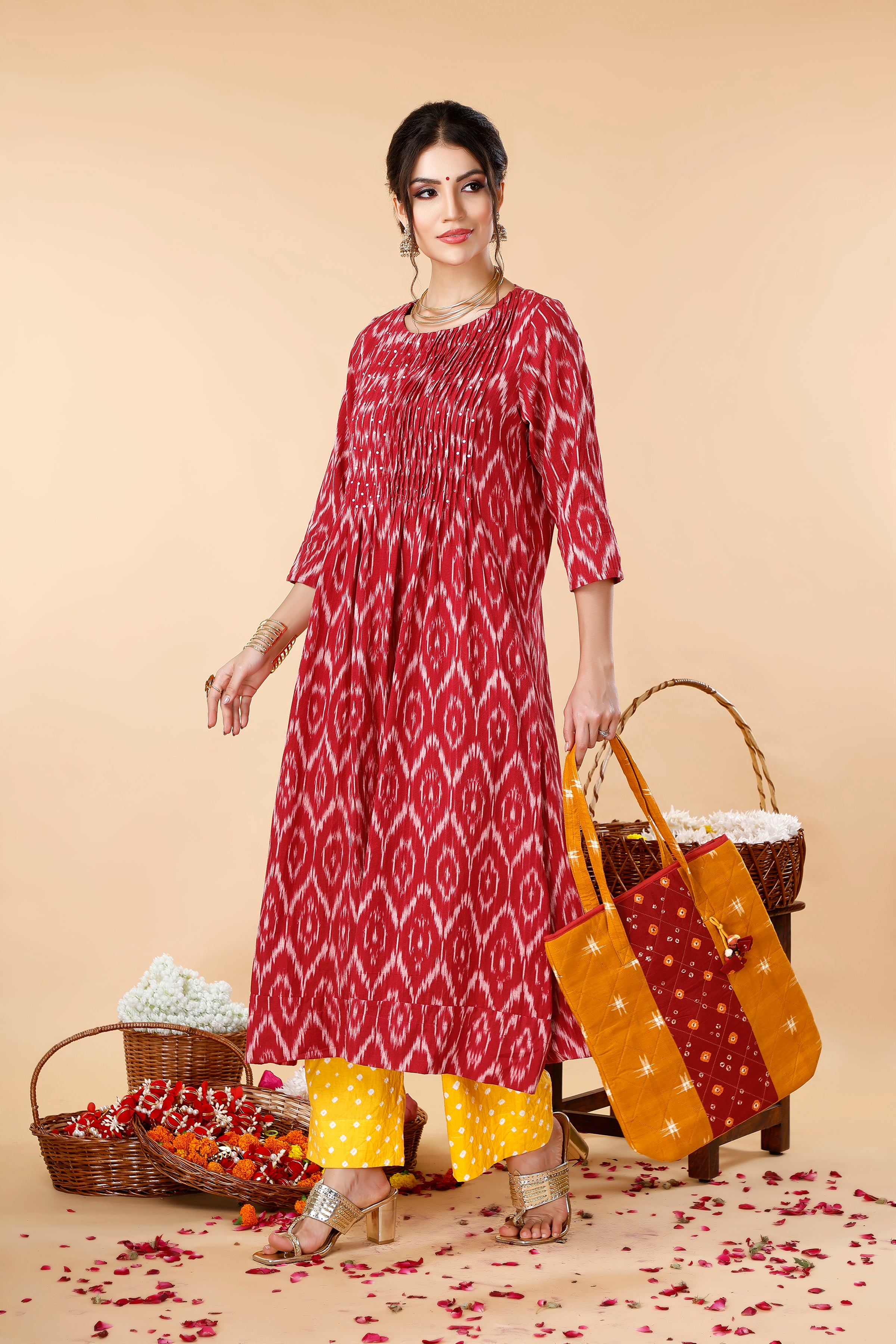 Red Ikat Coord Set