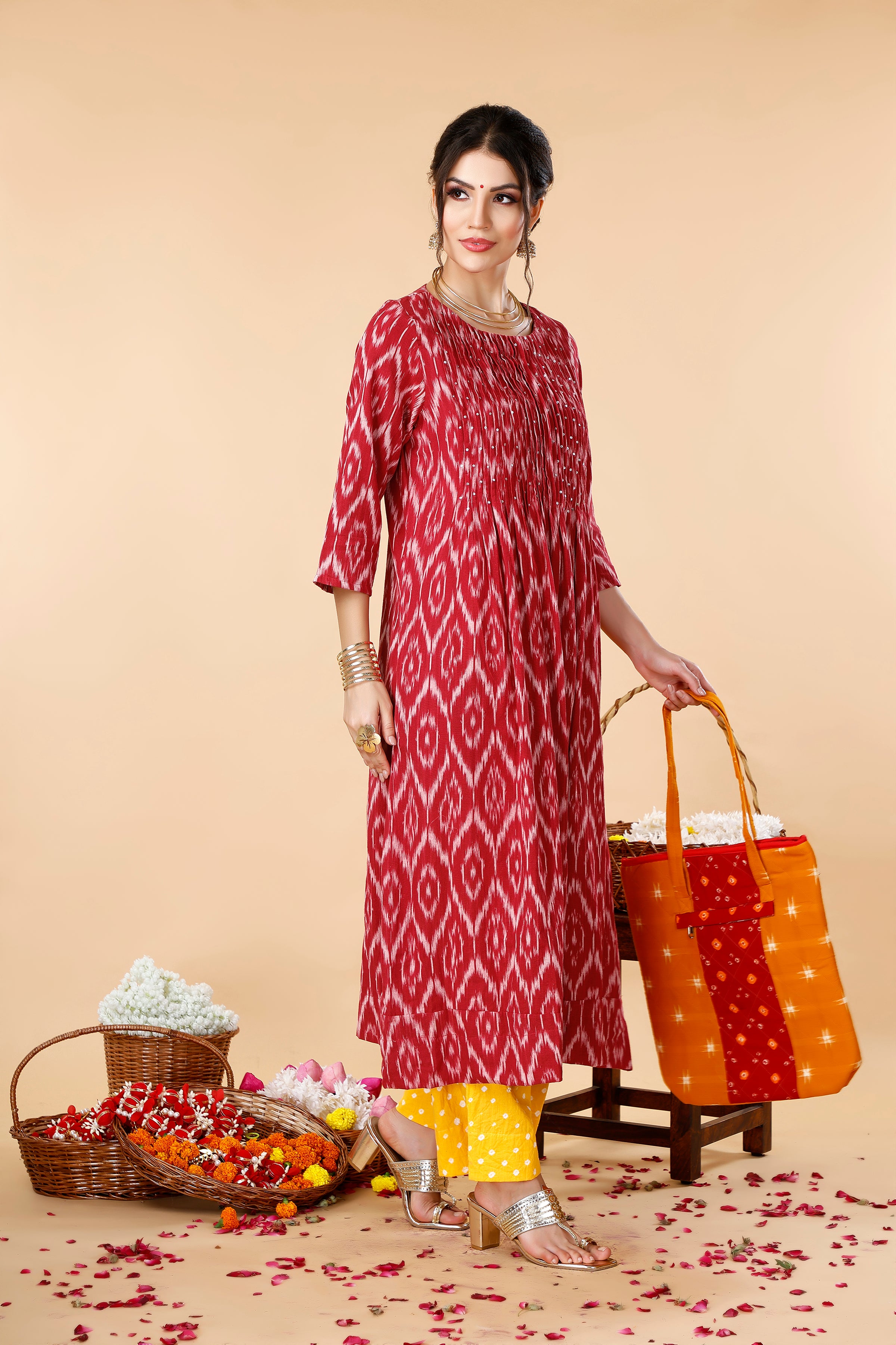 Red Ikat Coord Set