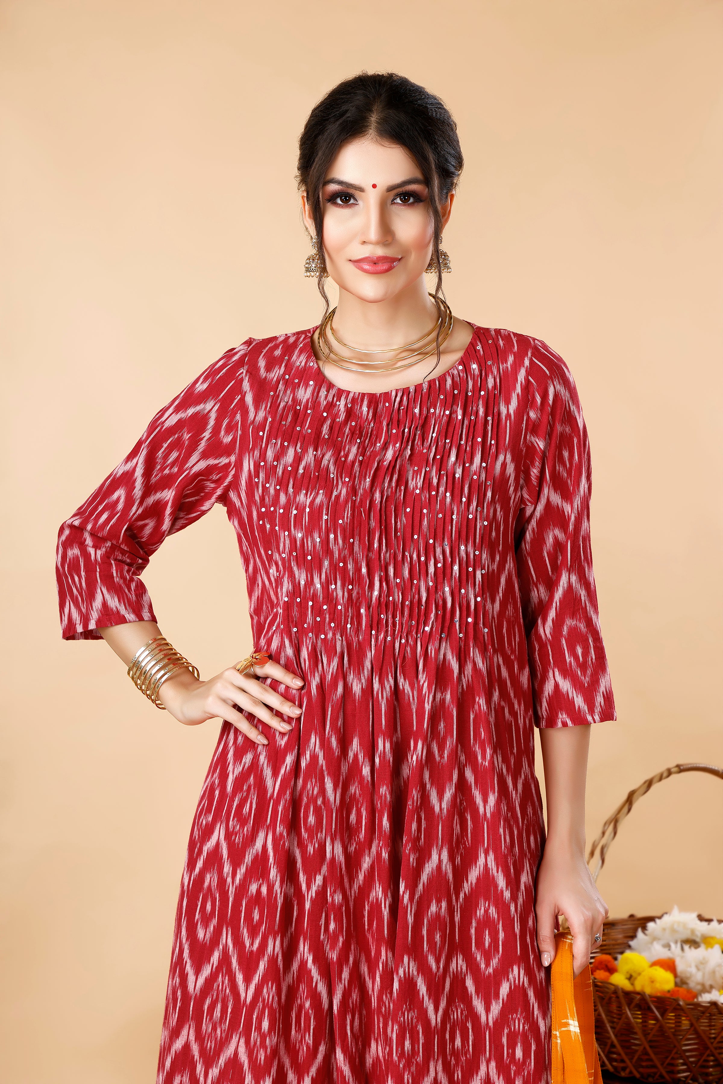 Red Ikat Coord Set
