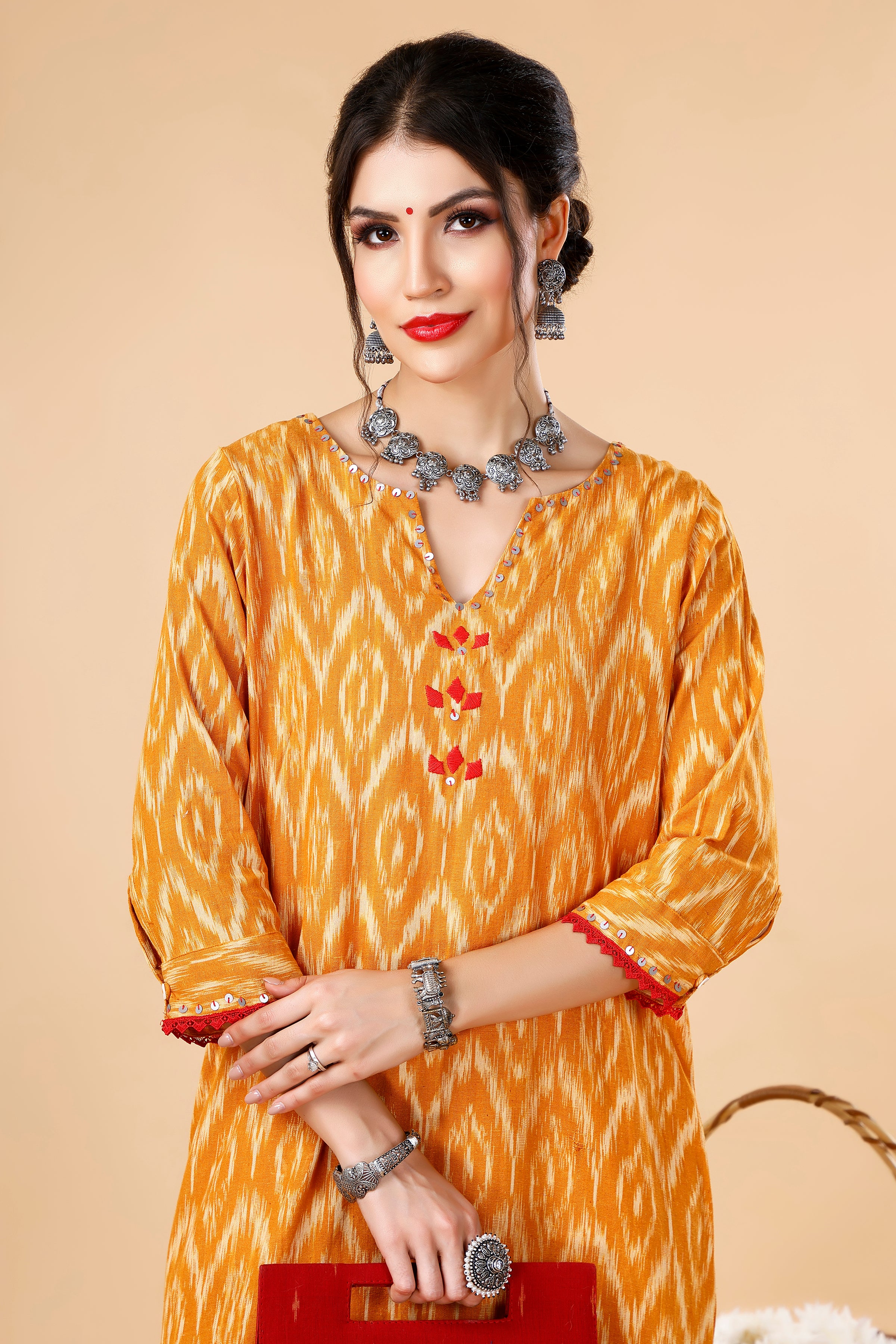 Mustard Ikkat Coord Set