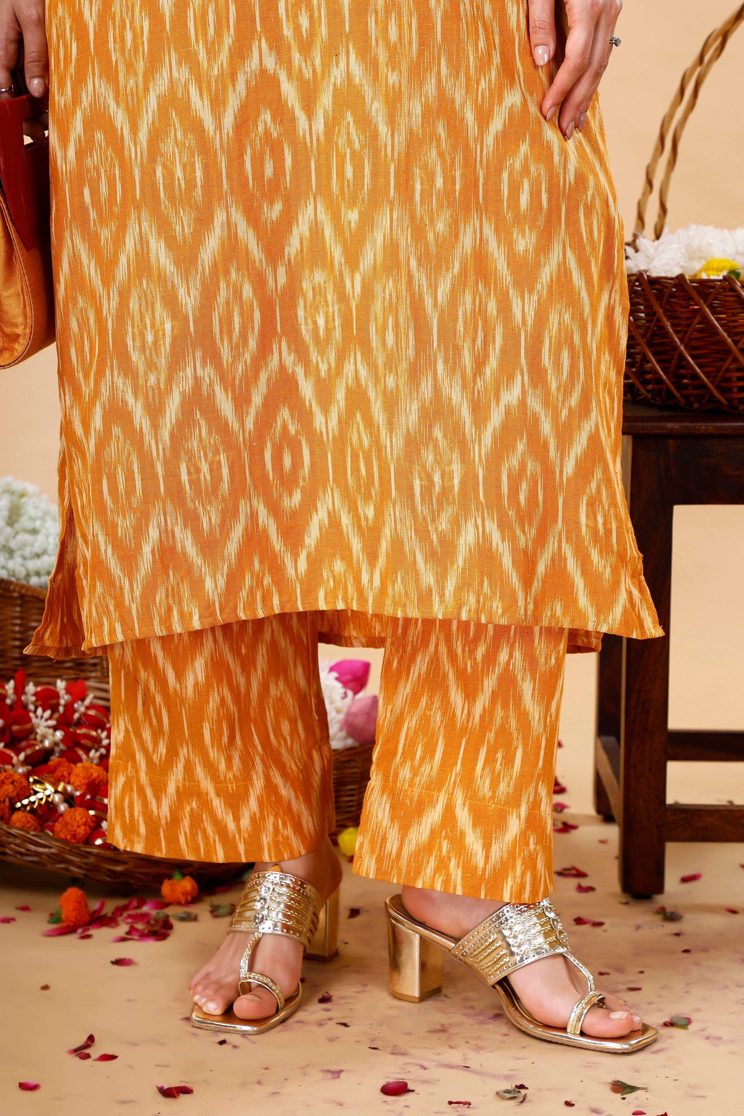 Mustard Ikkat Coord Set