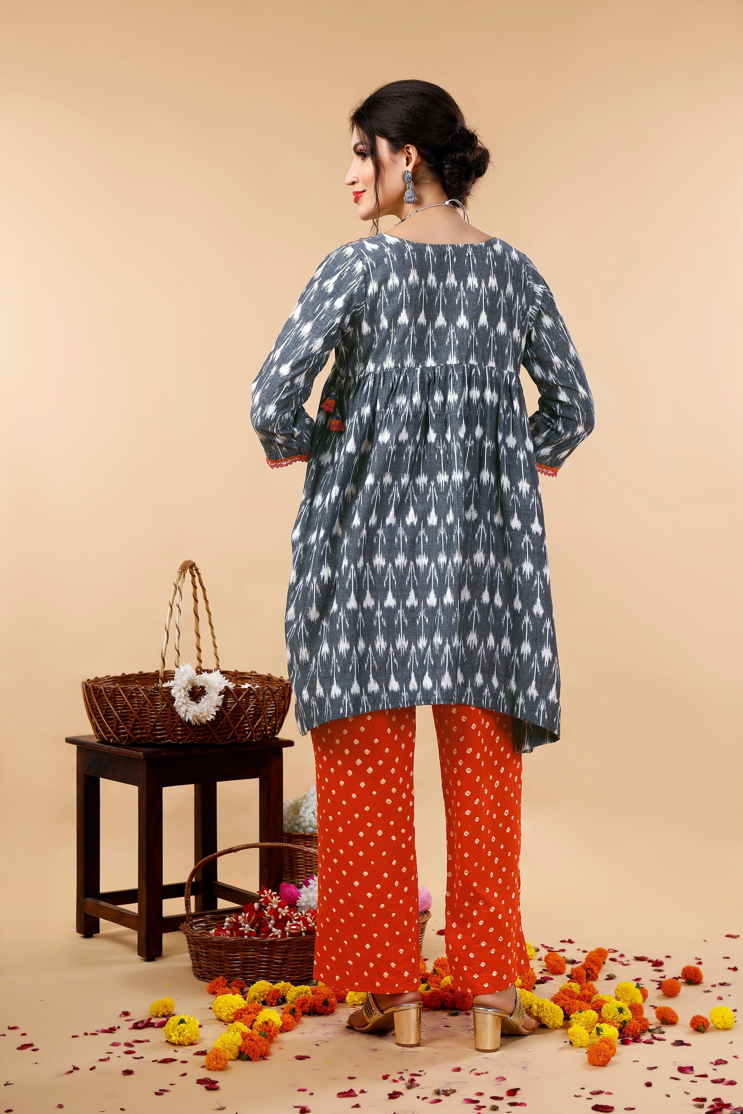 Grey Ikat Coord Set