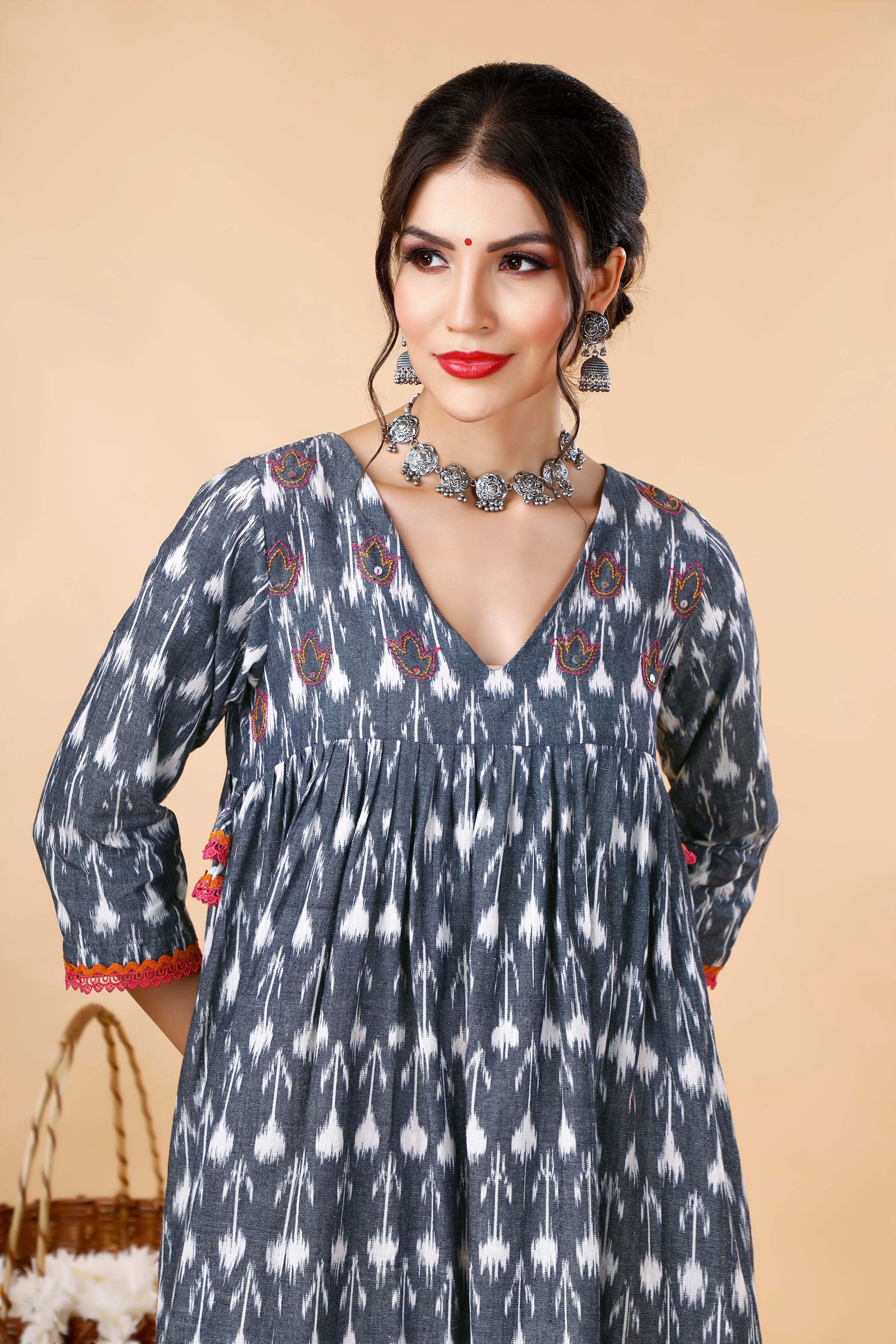 Grey Ikat Coord Set
