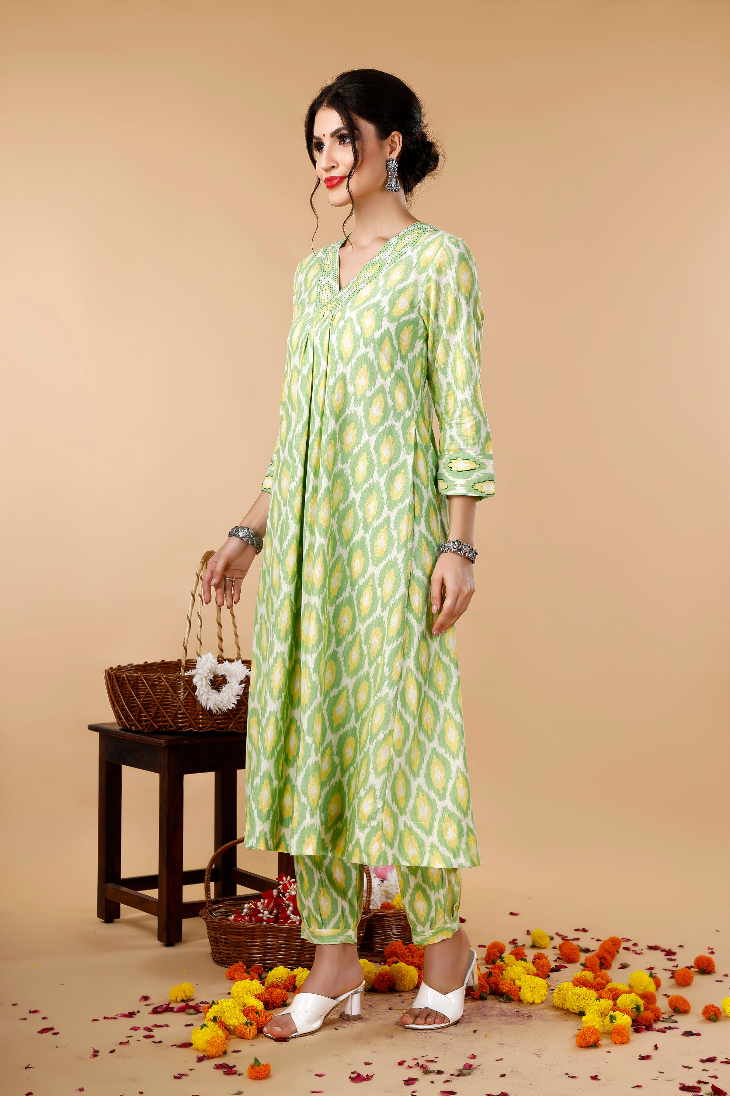 Ikat hand embroidered Coord Set