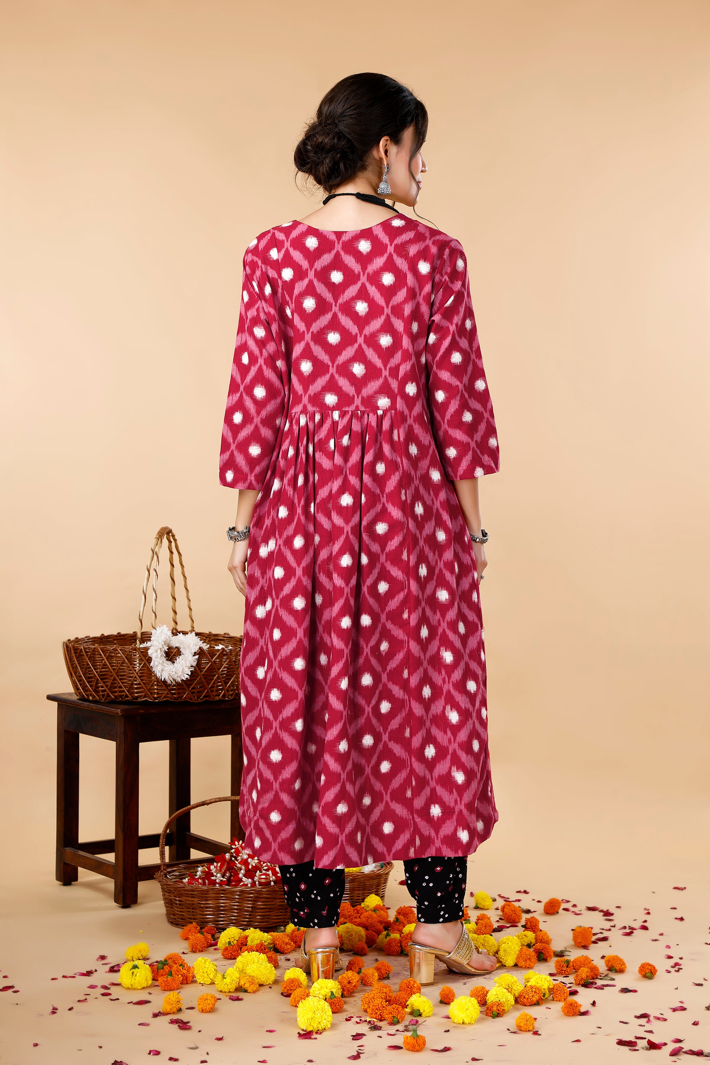 Pleated Double Ikat Coord Set