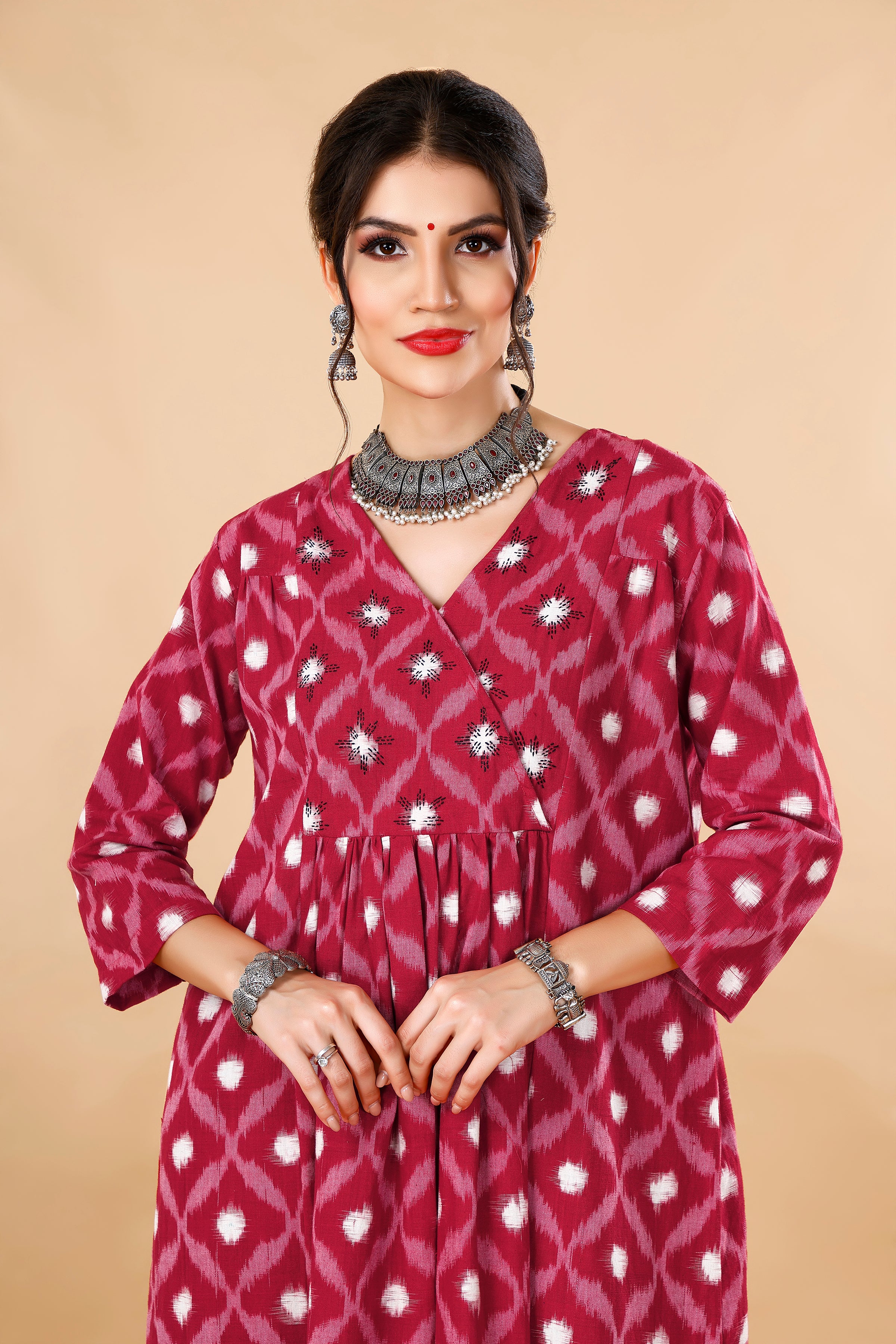 Pleated Double Ikat Coord Set