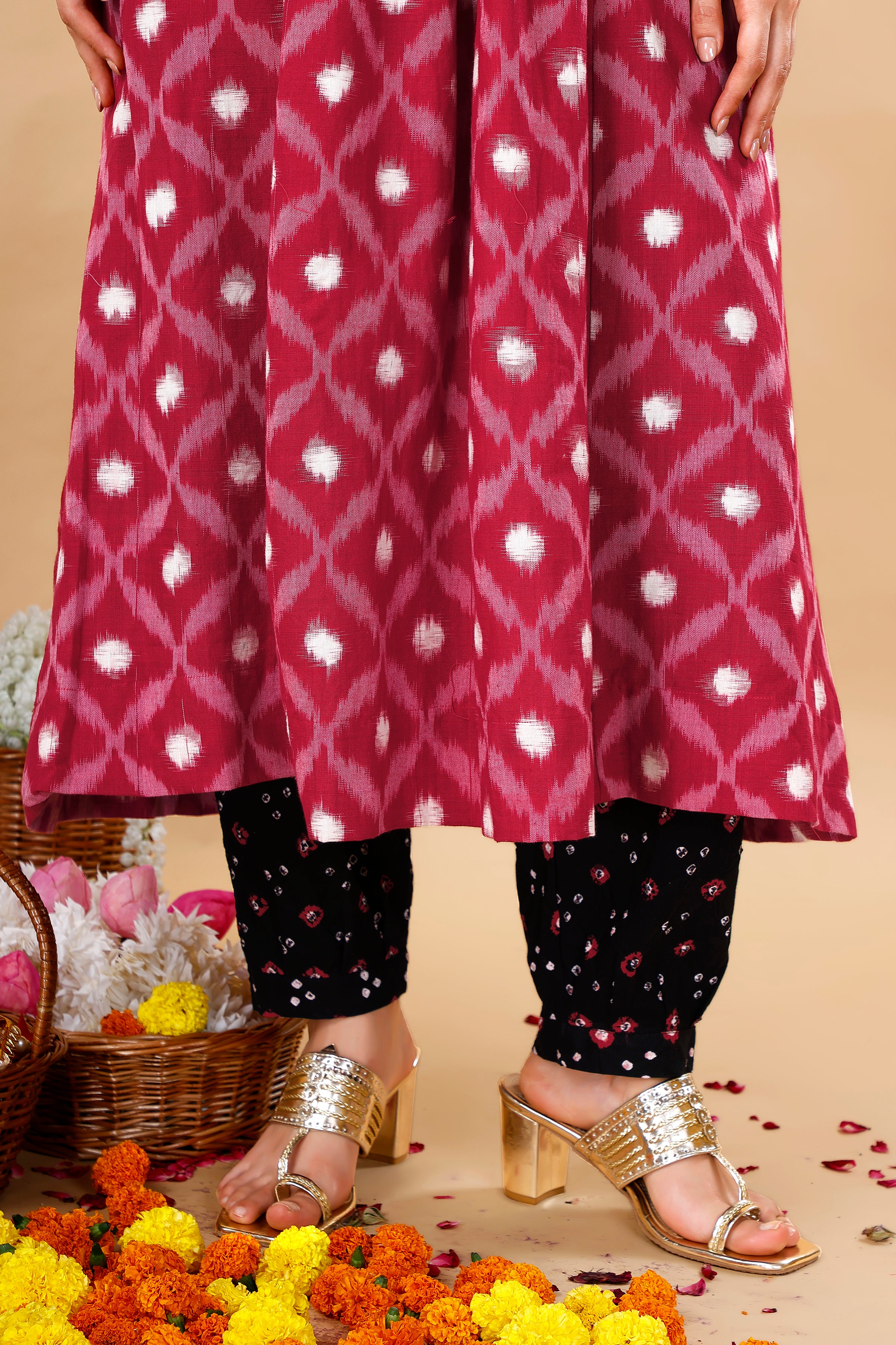 Pleated Double Ikat Coord Set