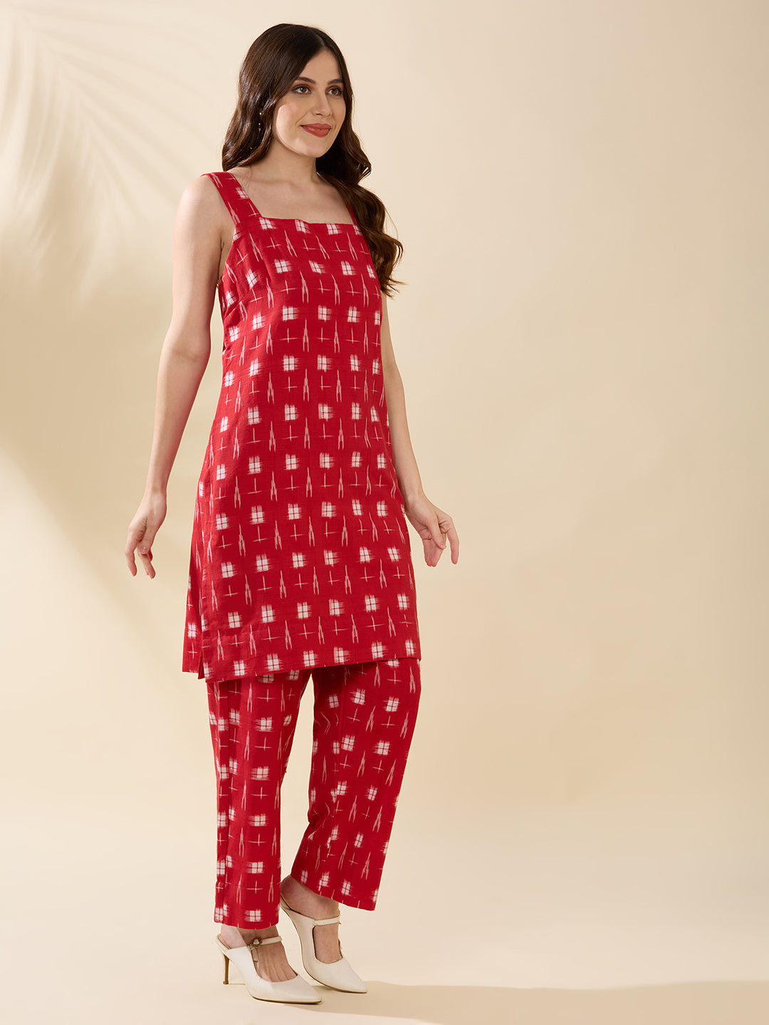 Red Ikkat Coord Set