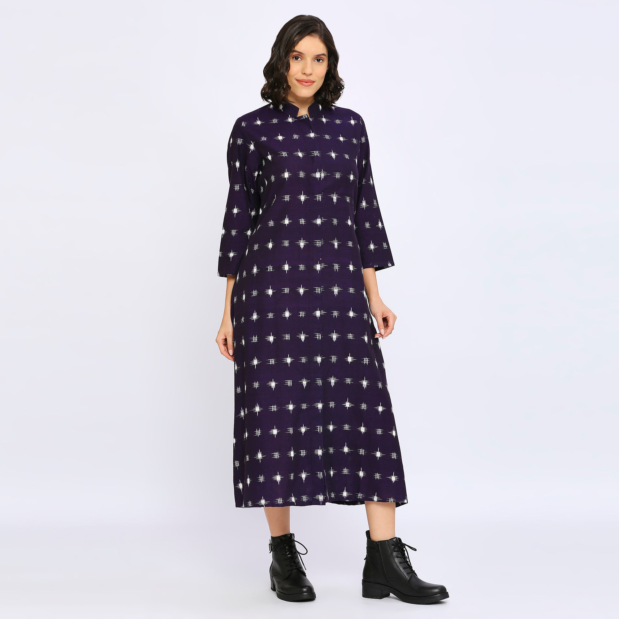 Double Ikat Dress Violet