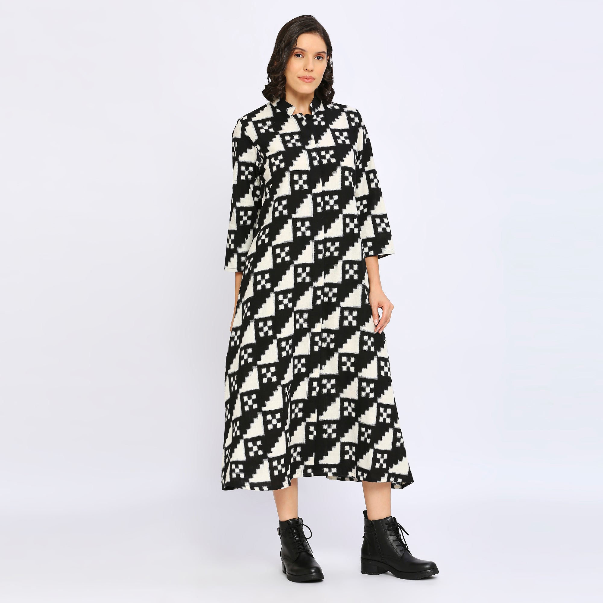 Monochrome Double Ikat Jacket Dress - World of Ikat