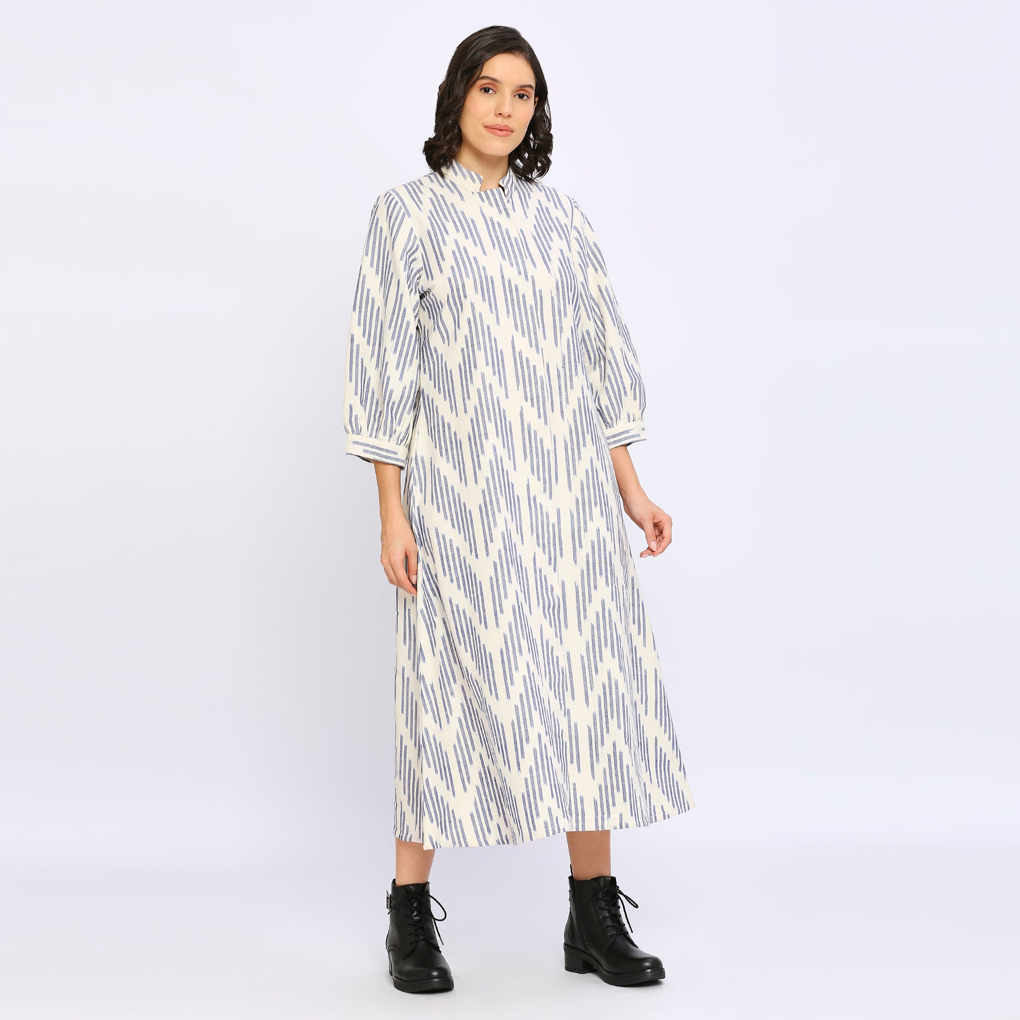 Classic White Ikat Dress - World of Ikkat