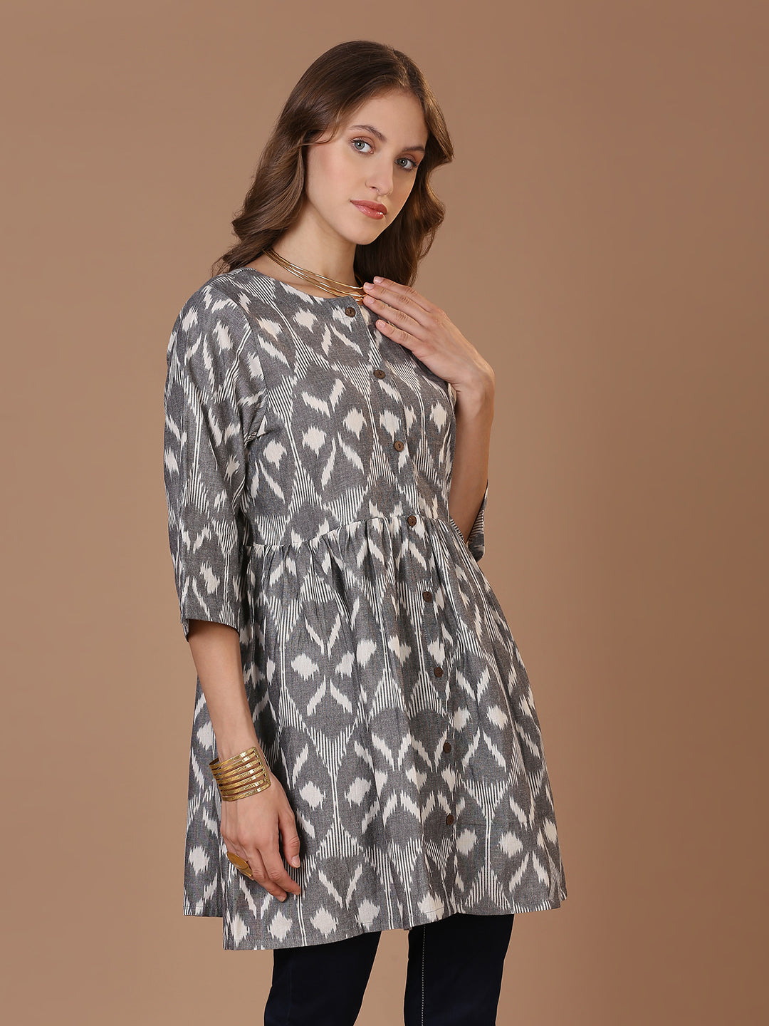 Grey Ikat Kurta