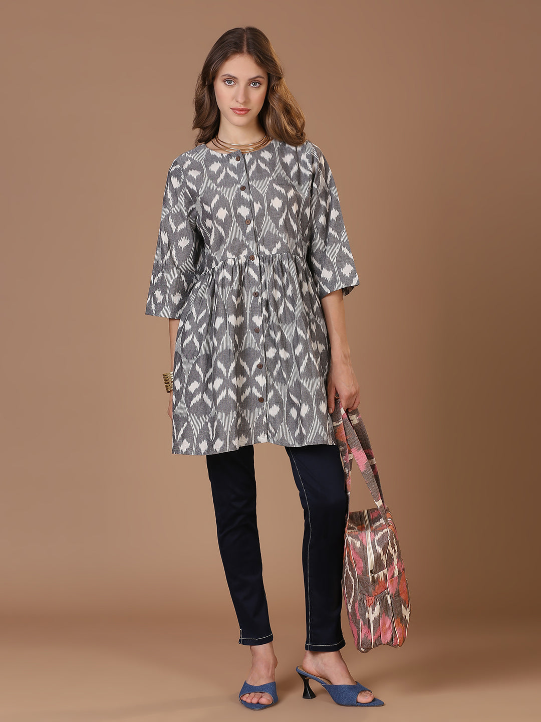 Grey Ikat Kurta