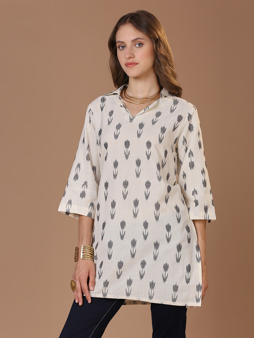White Ikat Kurta