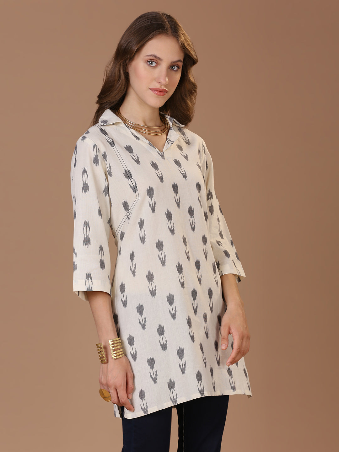White Ikat Kurta