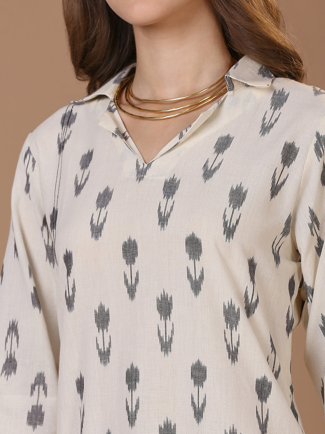 White Ikat Kurta