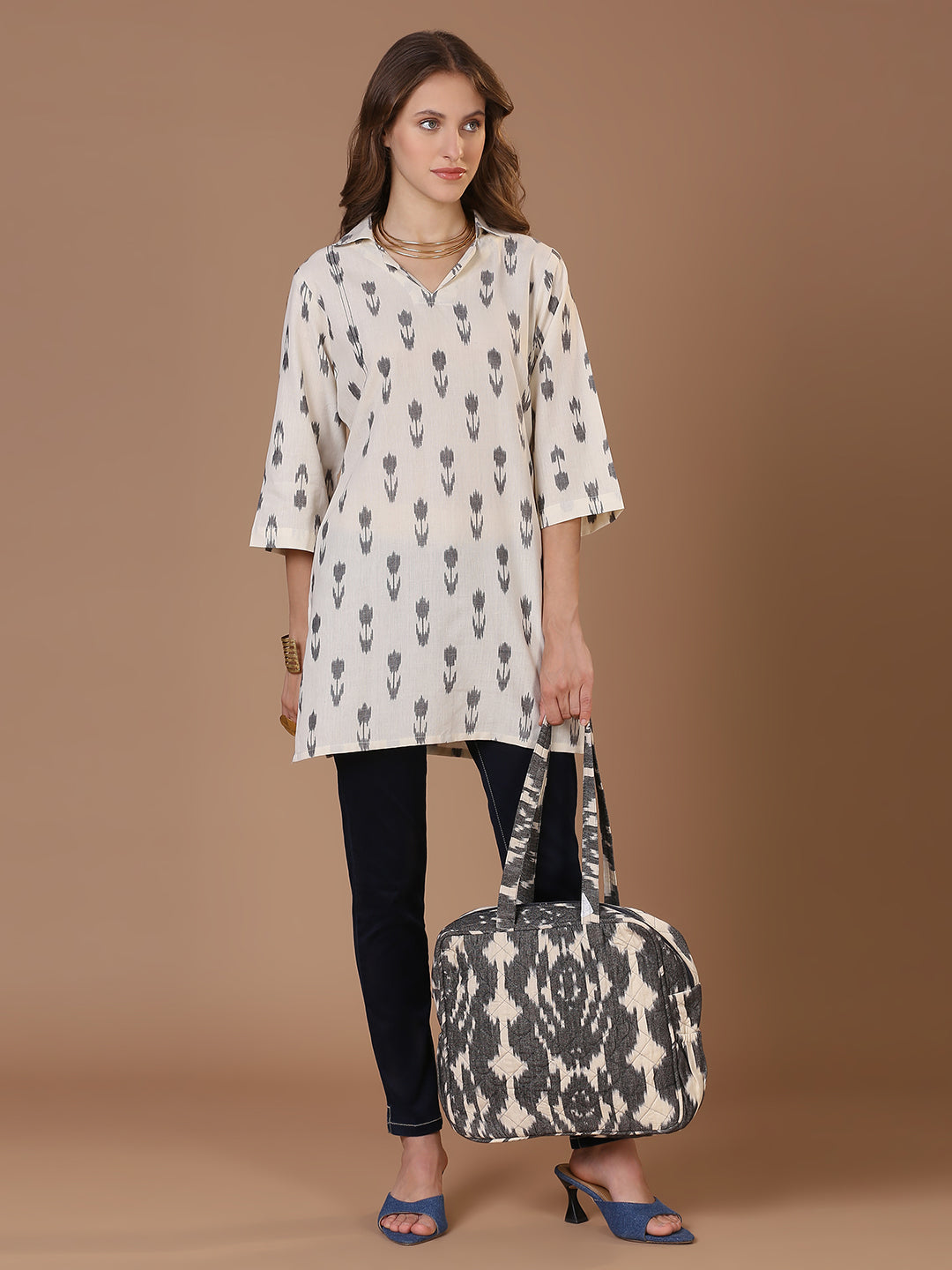 White Ikat Kurta