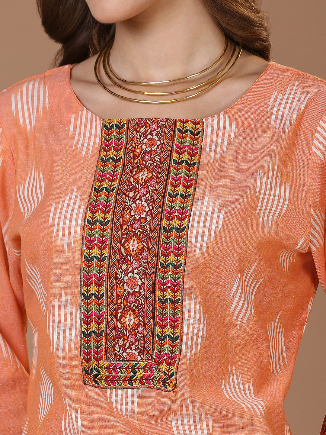 Orange Ikat Kurta
