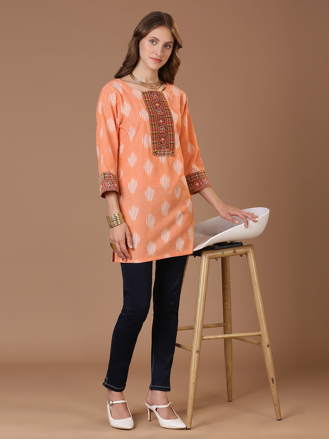 Orange Ikat Kurta