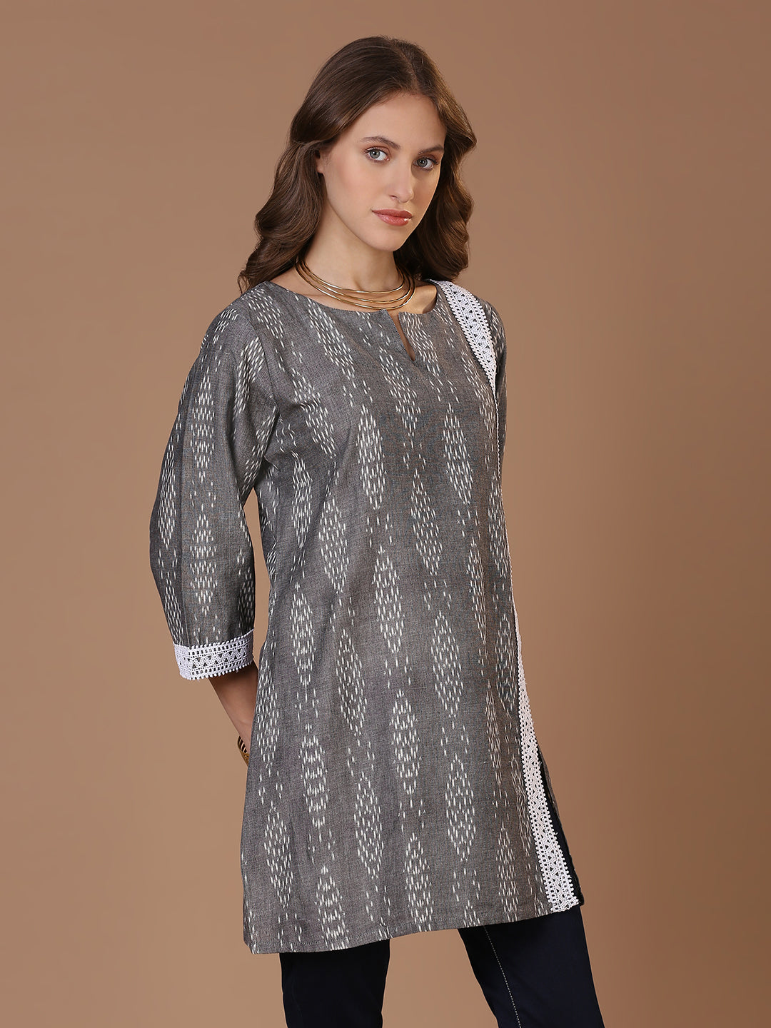 Grey Ikat Kurta