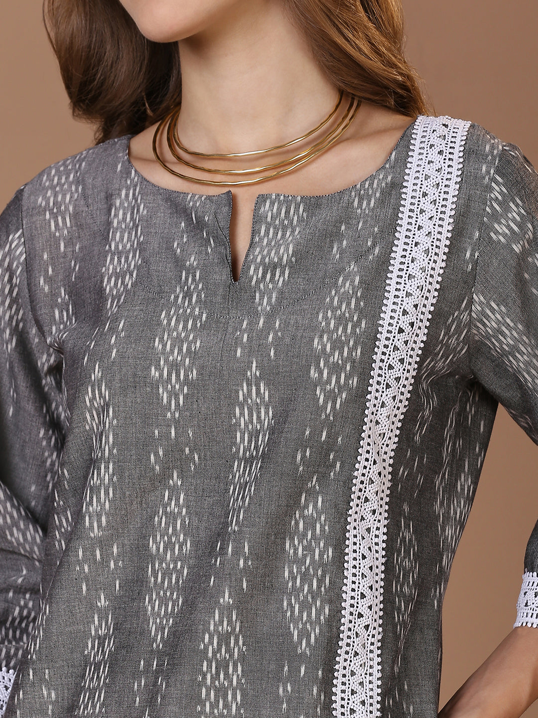 Grey Ikat Kurta