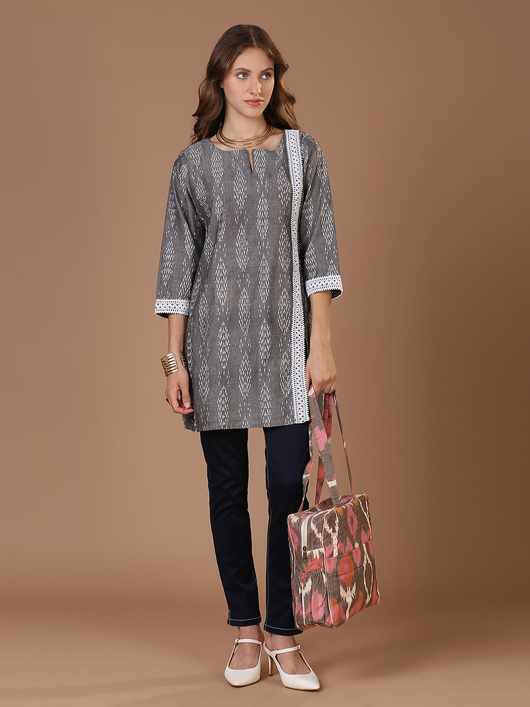 Grey Ikat Kurta