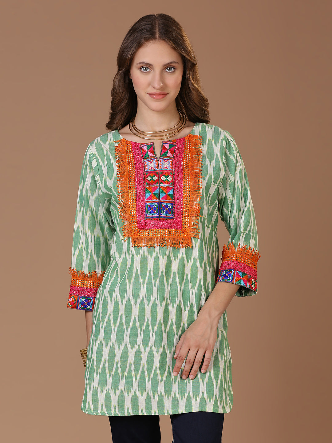 Green Ikat Kurta