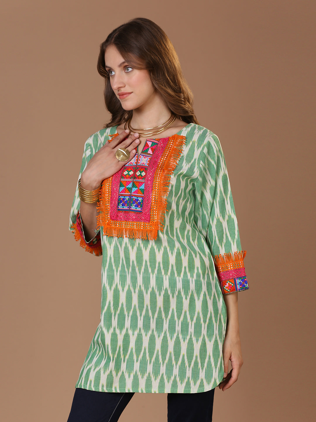 Green Ikat Kurta