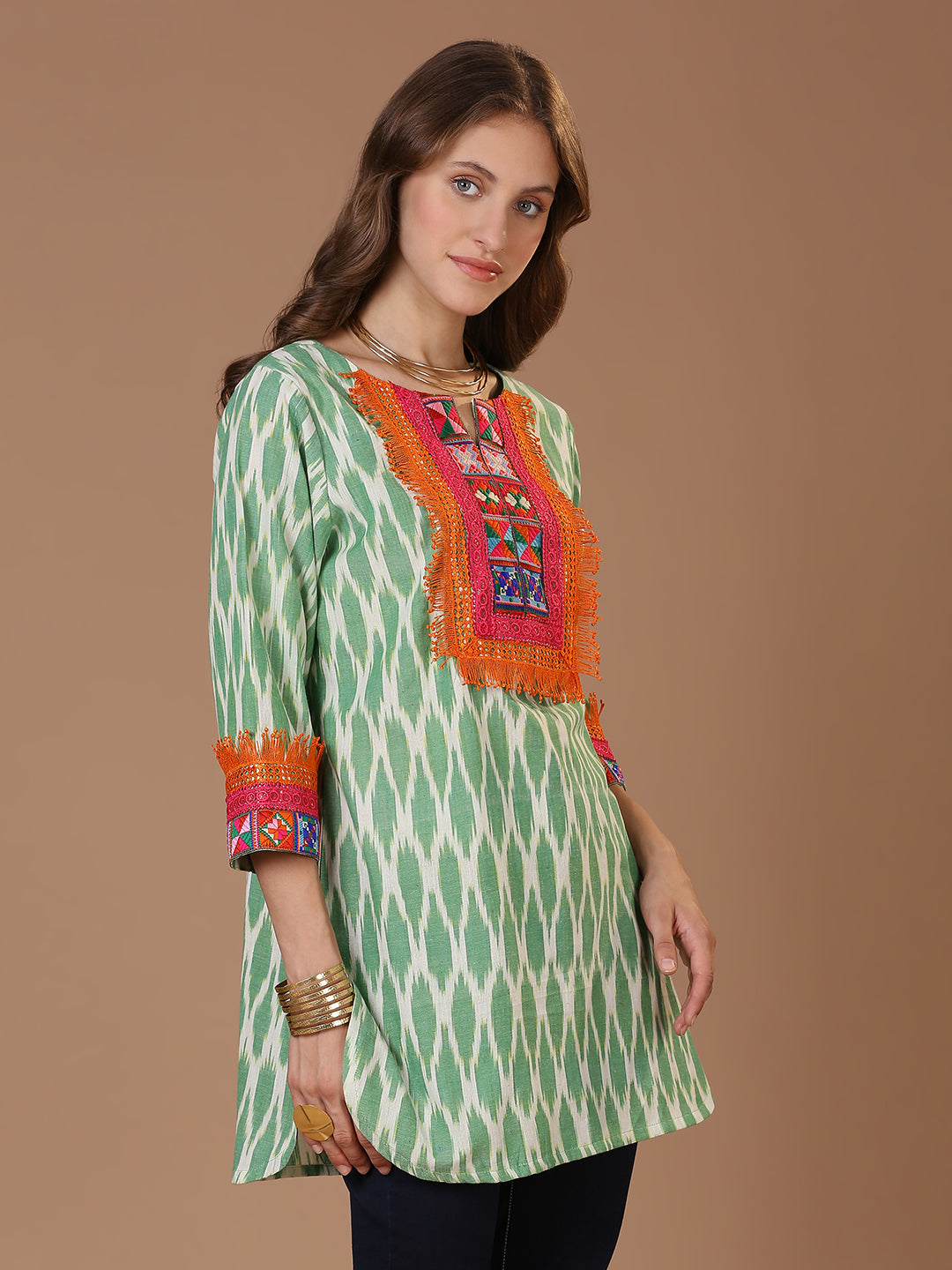 Green Ikat Kurta