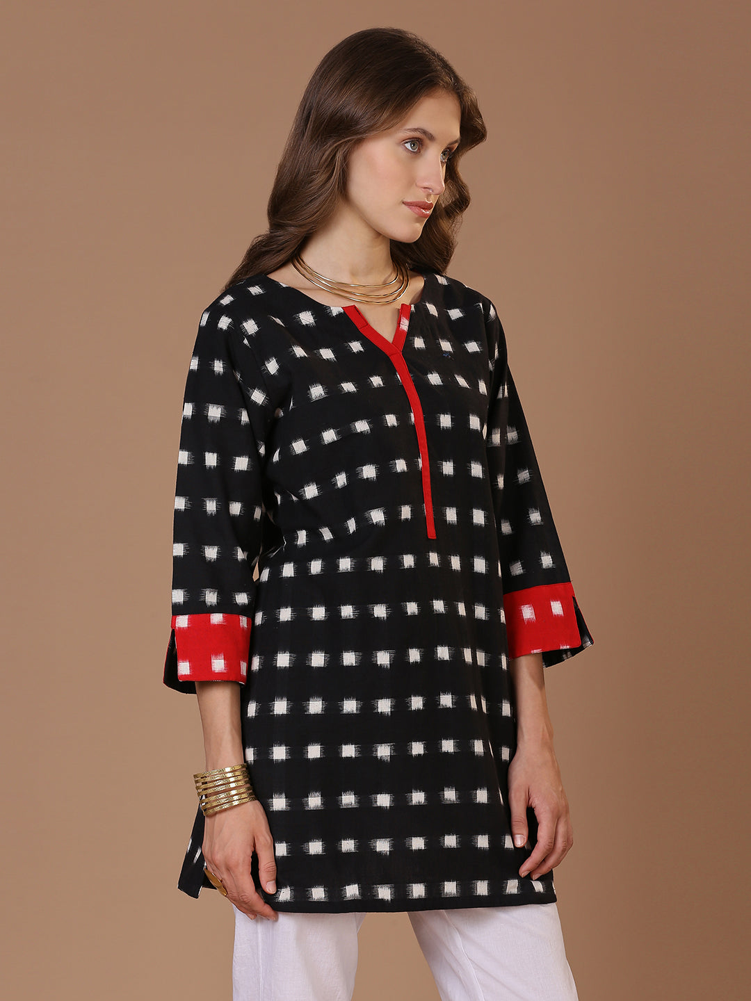 Black Double Ikat Kurta