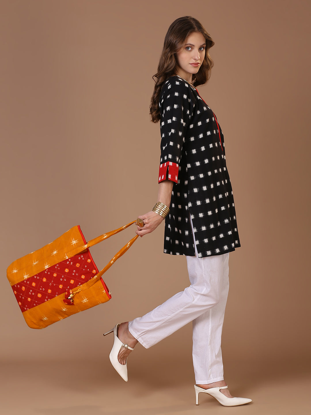 Black Double Ikat Kurta