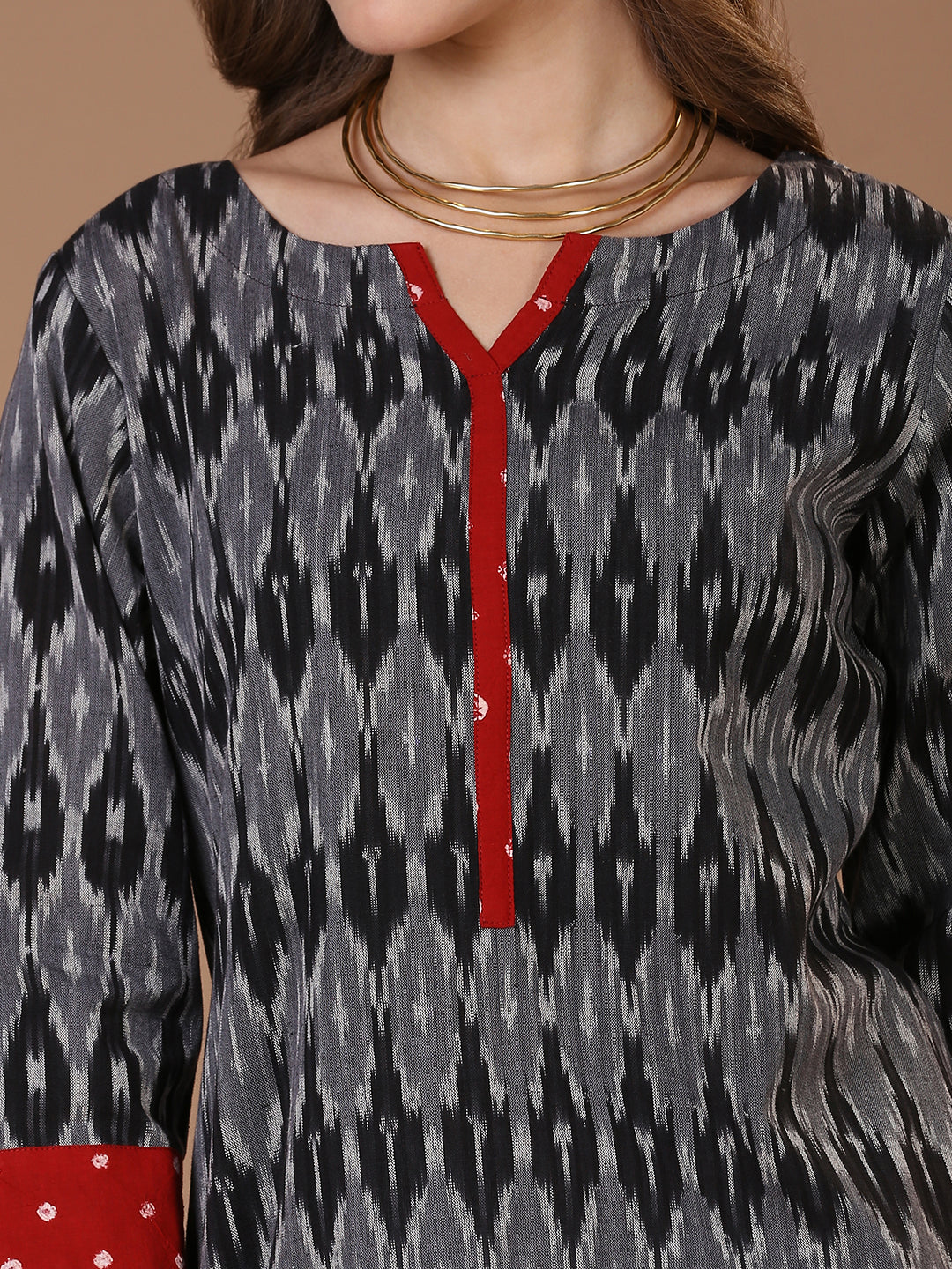 Black Ikkat Kurta